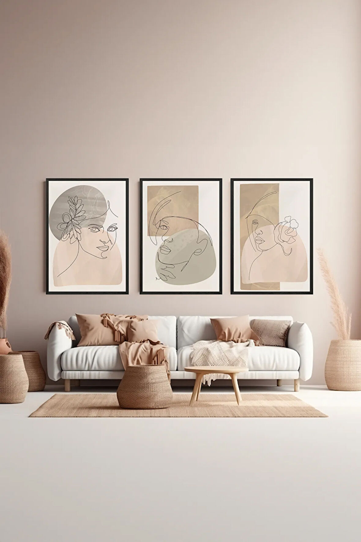 3 Parça Çerçeve Görünümlü Mdf Tablo Seti - ARTSYCLLCT26