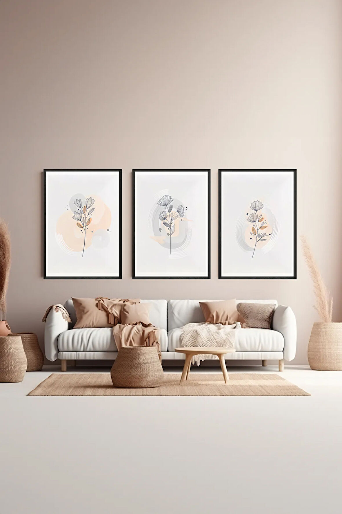 3 Parça Çerçeve Görünümlü Mdf Tablo Seti - ARTSYCLLCT30