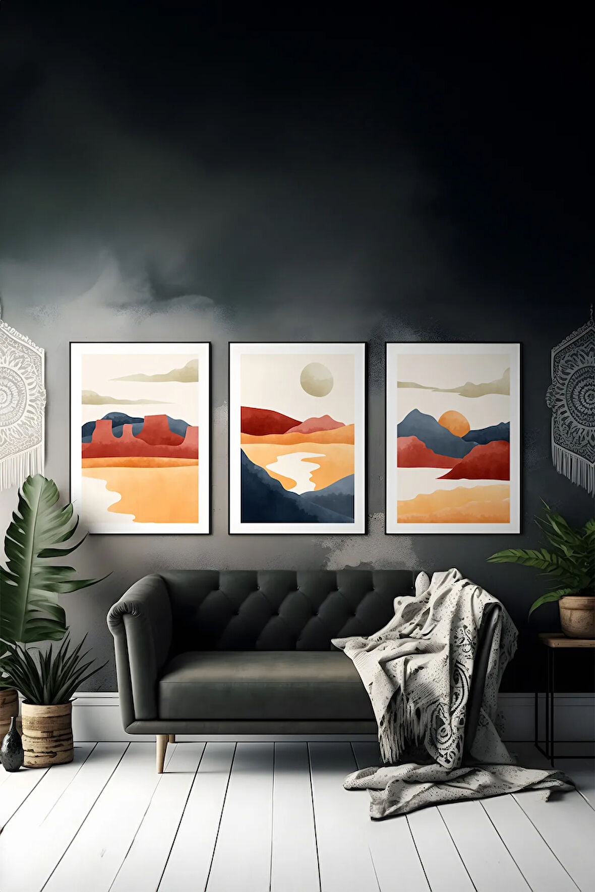 3 Parça Çerçeve Görünümlü Mdf Tablo Seti - ARTSYCLLCT31