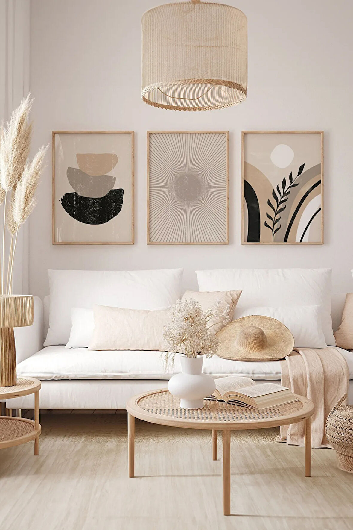3 Parça Gerçek Ahşap Çerçeveli Tablo Seti - ARTSYCERCEVE11