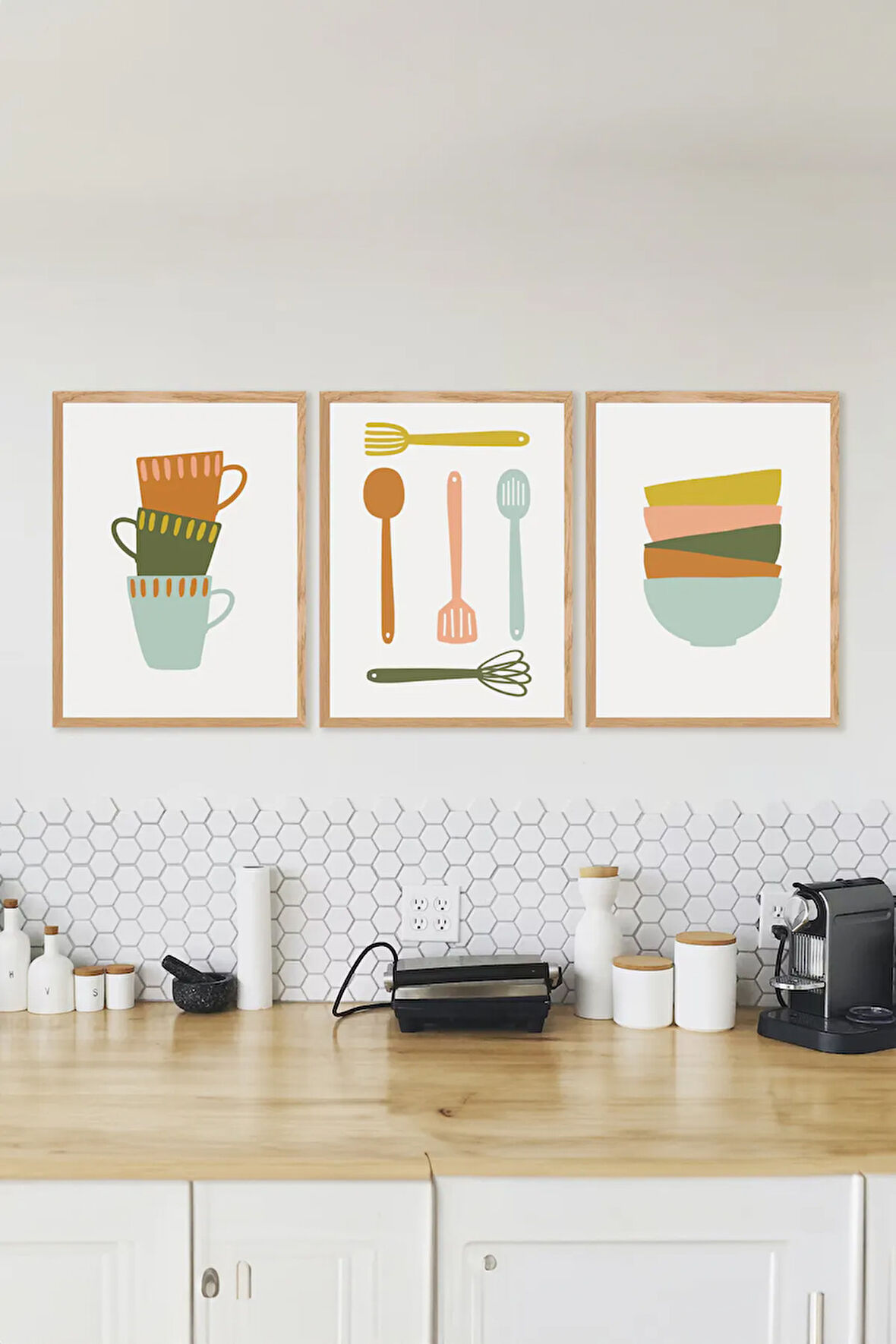 3 Parça Gerçek Ahşap Çerçeveli Tablo Seti - ARTSYCERCEVE12