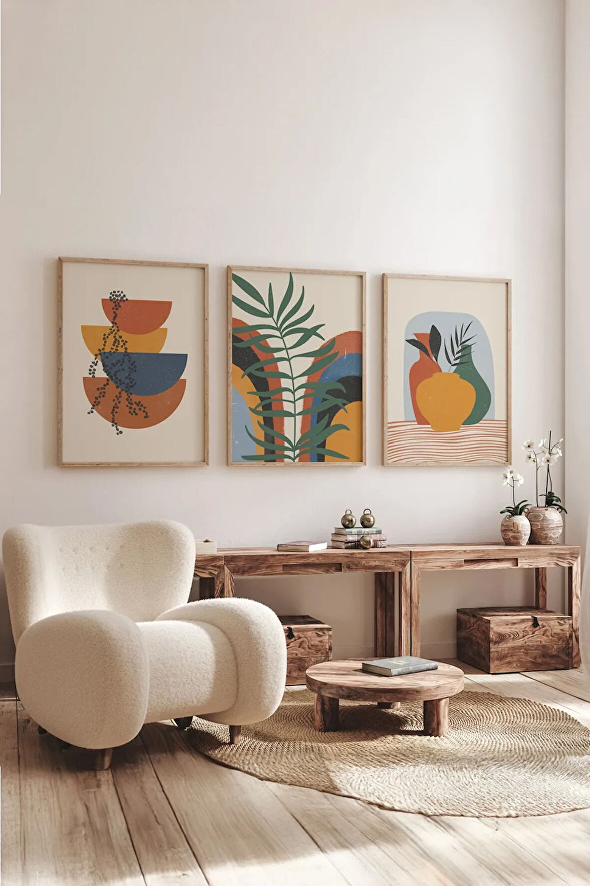 Gerçek Ahşap Çerçeveli 3 Parça 3D Poster Tablo Seti - 3DARTSOHOSET2