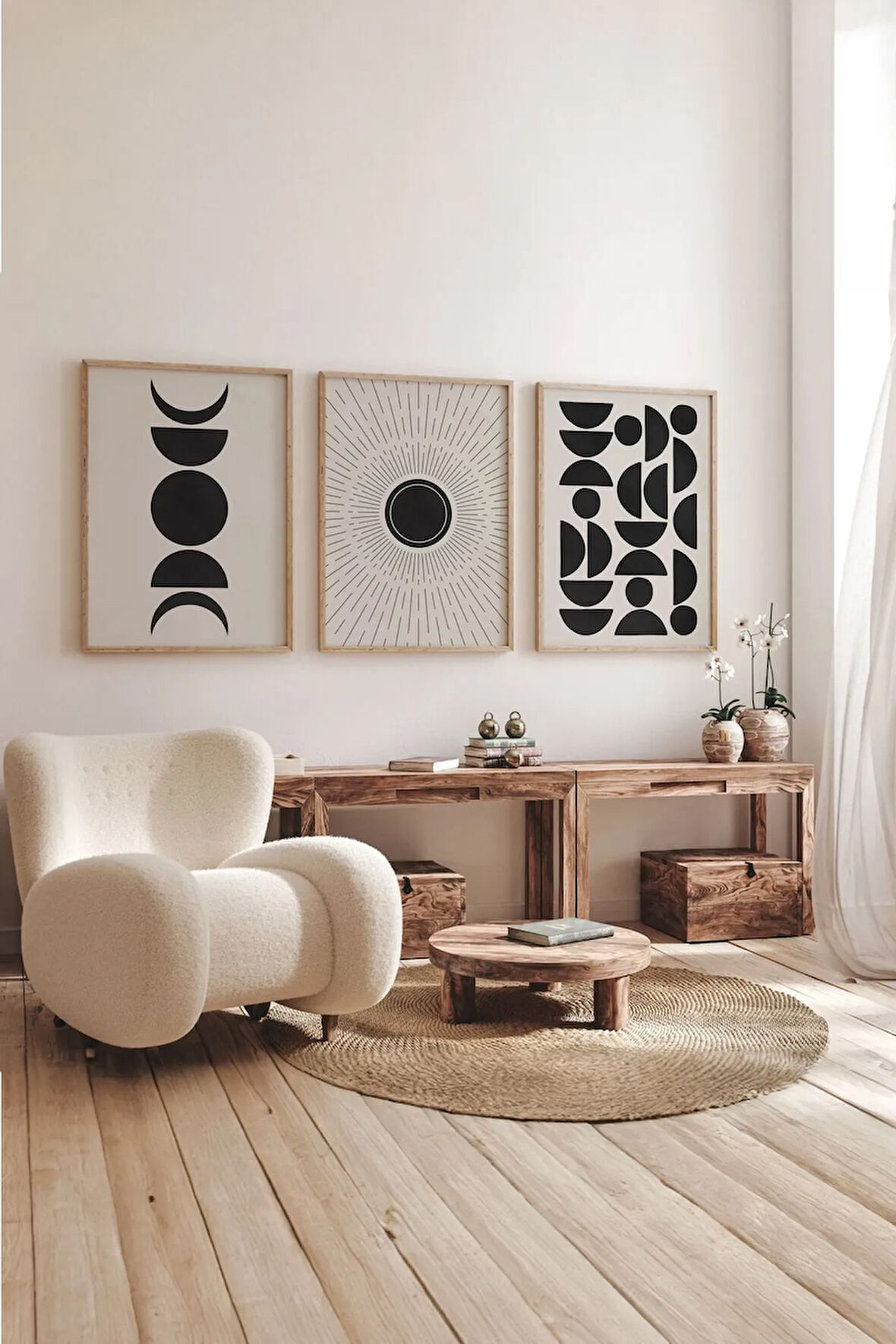 Gerçek Ahşap Çerçeveli 3 Parça 3d Poster Tablo Seti Siyah - 3DARTSOHOSET73