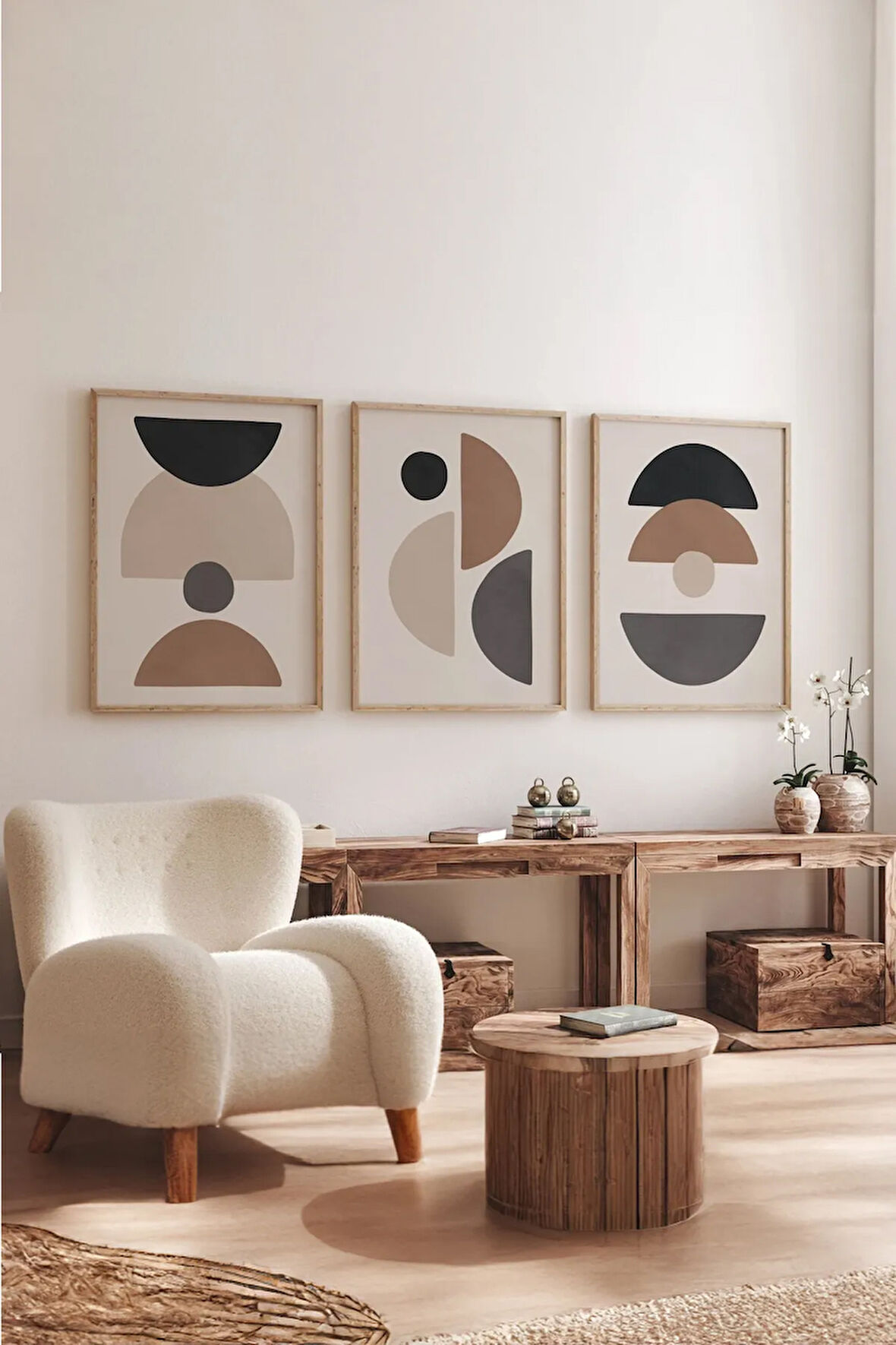 Gerçek Ahşap Çerçeveli 3 Parça 3D Poster Tablo Seti - 3DARTSOHOSET88