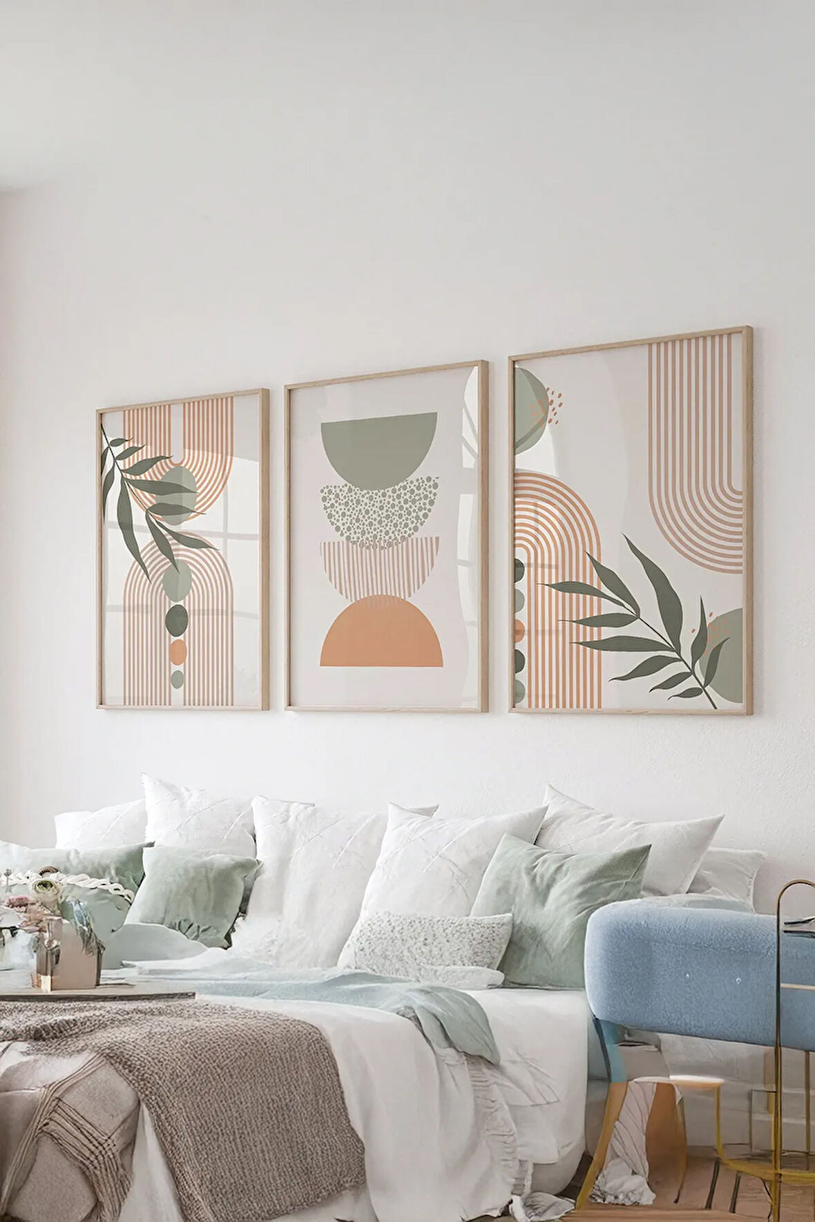 Gerçek Ahşap Çerçeveli 3 Parça 3D Poster Tablo Seti - ERSY3SET24