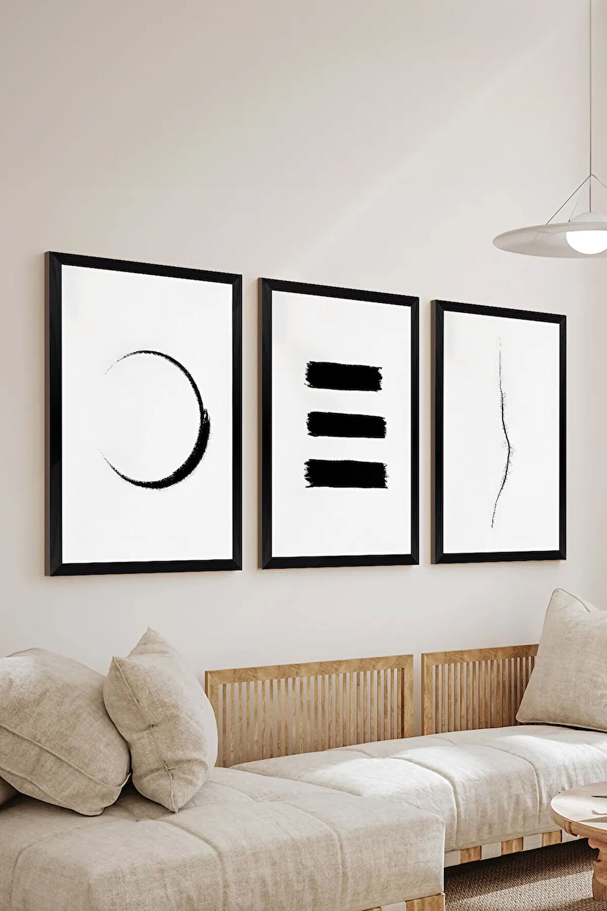 3 Parça Siyah Çerçeve Görünümlü MDF Poster Tablo Seti - Set 39