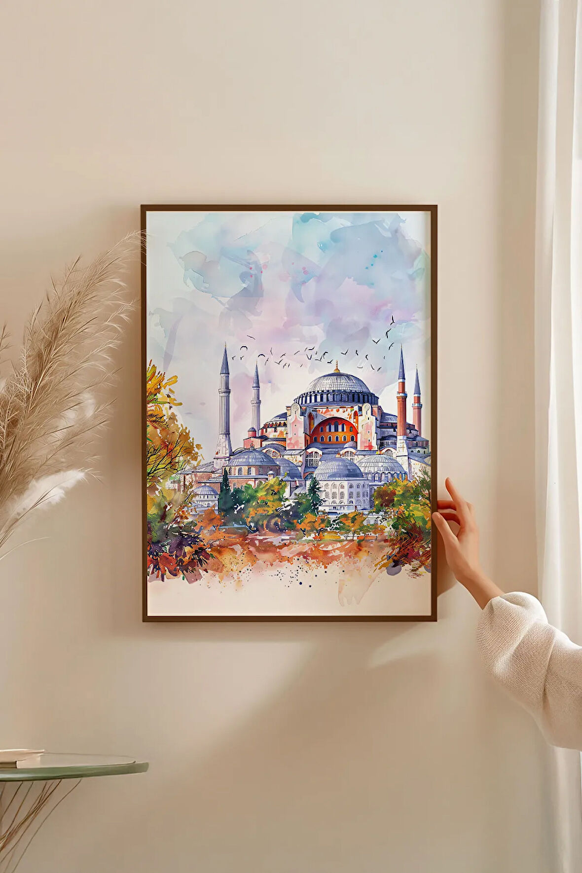 Tek Parça Kahverengi Gerçek Ahşap Çerçeveli Tablo Seti - Model 1