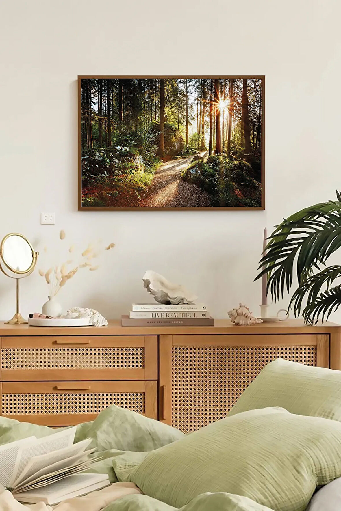 Tek Parça Kahverengi Gerçek Ahşap Çerçeveli Tablo Seti - Model 4