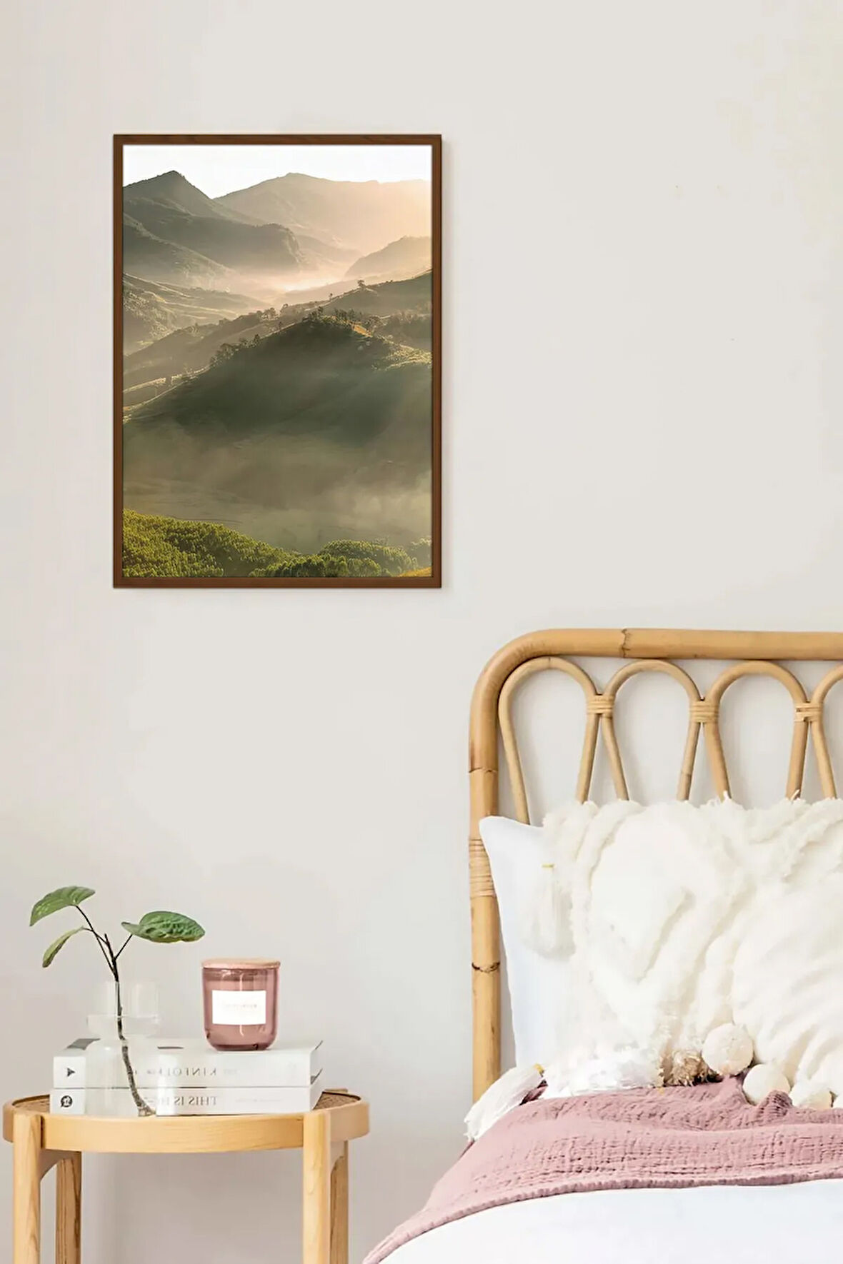 Tek Parça Kahverengi Gerçek Ahşap Çerçeveli Tablo Seti - Model 5