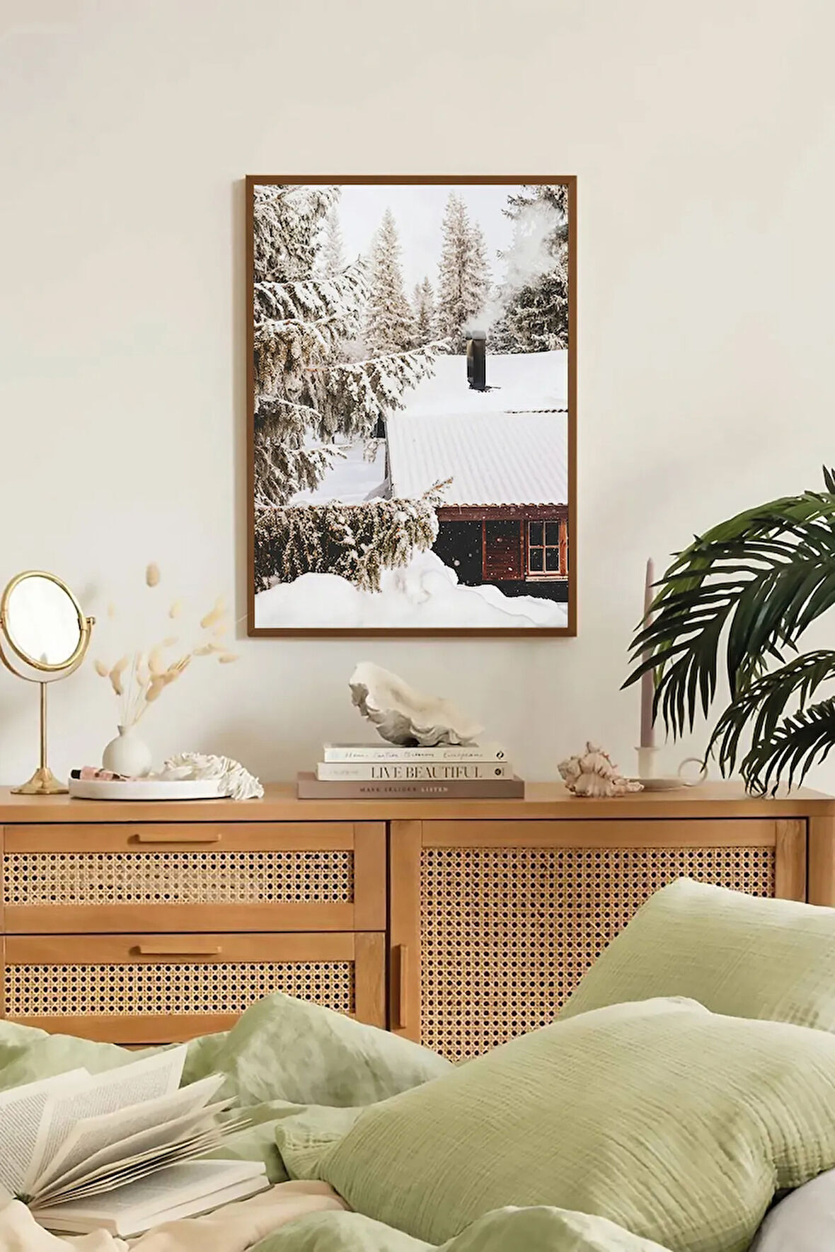 Tek Parça Kahverengi Gerçek Ahşap Çerçeveli Tablo Seti - Model 30