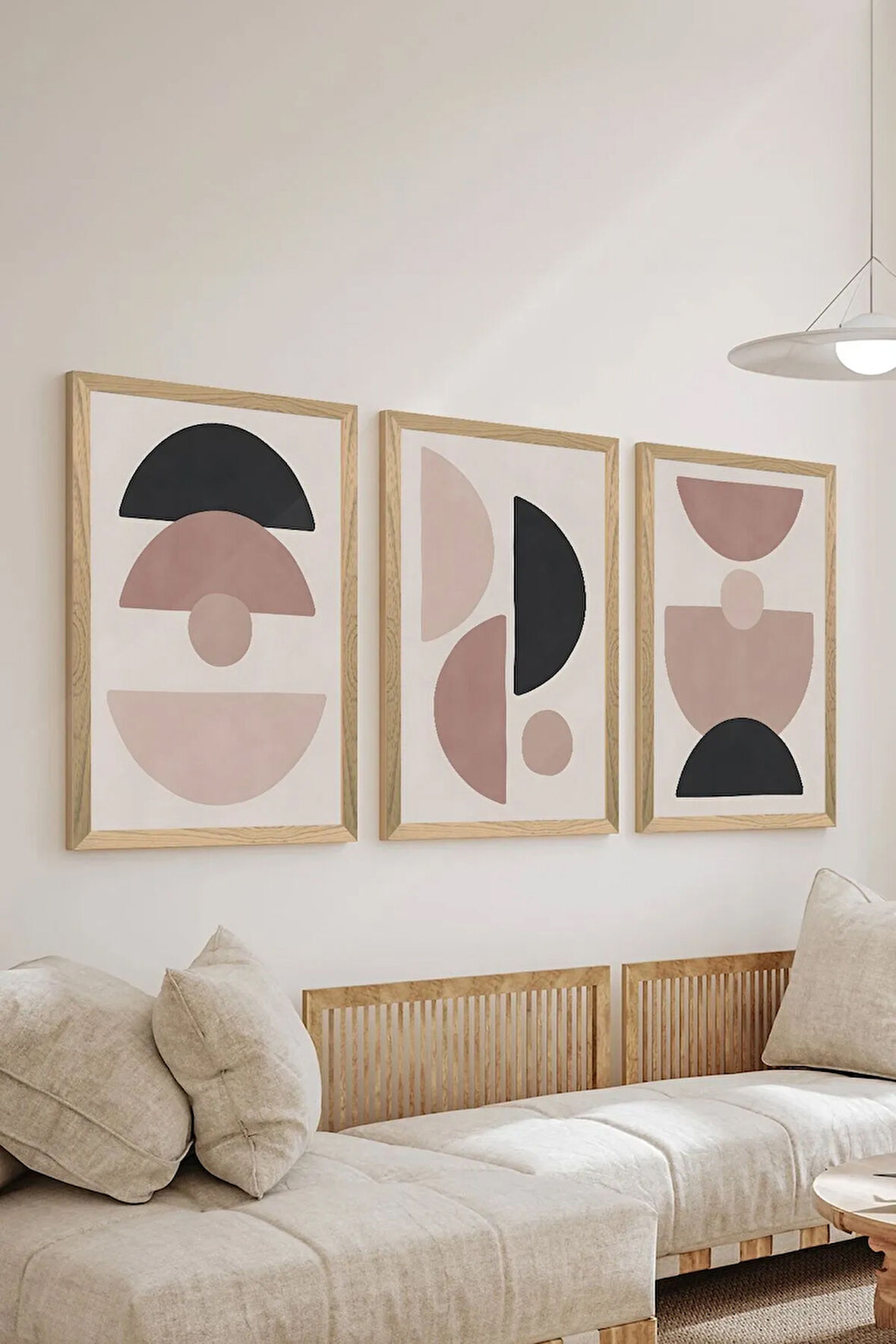 3 Parça Ahşap Çerçeve Görünümlü MDF Poster Tablo Seti - Set 71