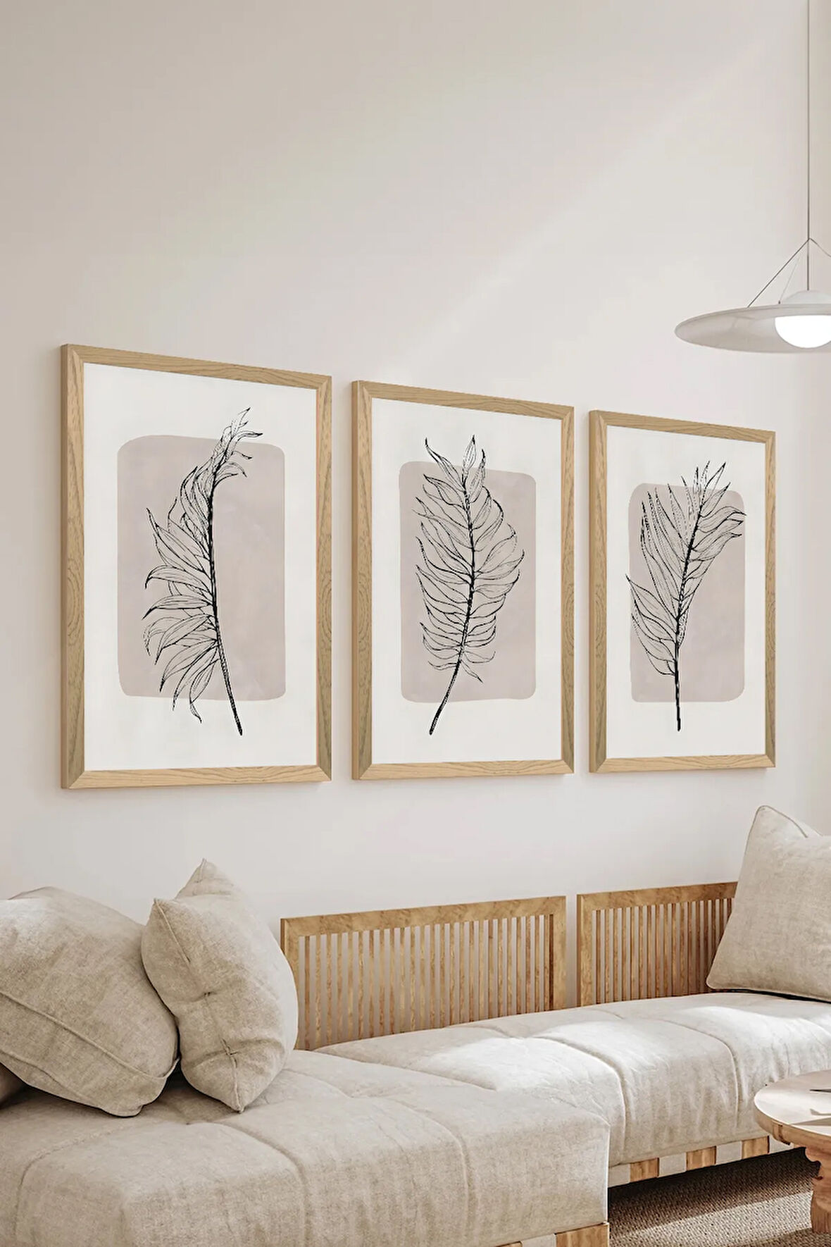 3 Parça Ahşap Çerçeve Görünümlü MDF Poster Tablo Seti - Set 75