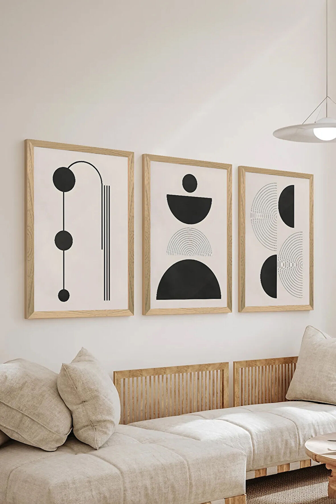 3 Parça Ahşap Çerçeve Görünümlü MDF Poster Tablo Seti - Set 83