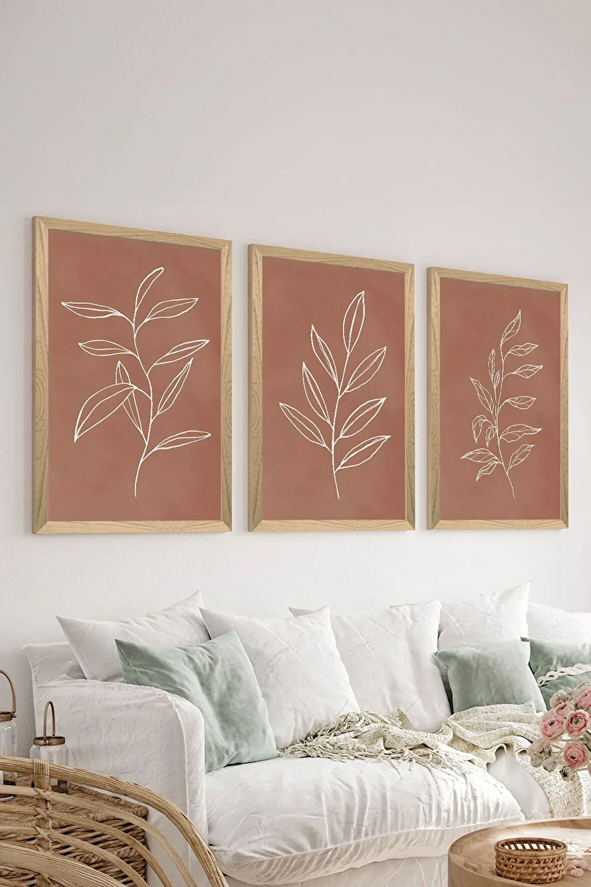 3 Parça Ahşap Çerçeve Görünümlü MDF Poster Tablo Seti - Set 52