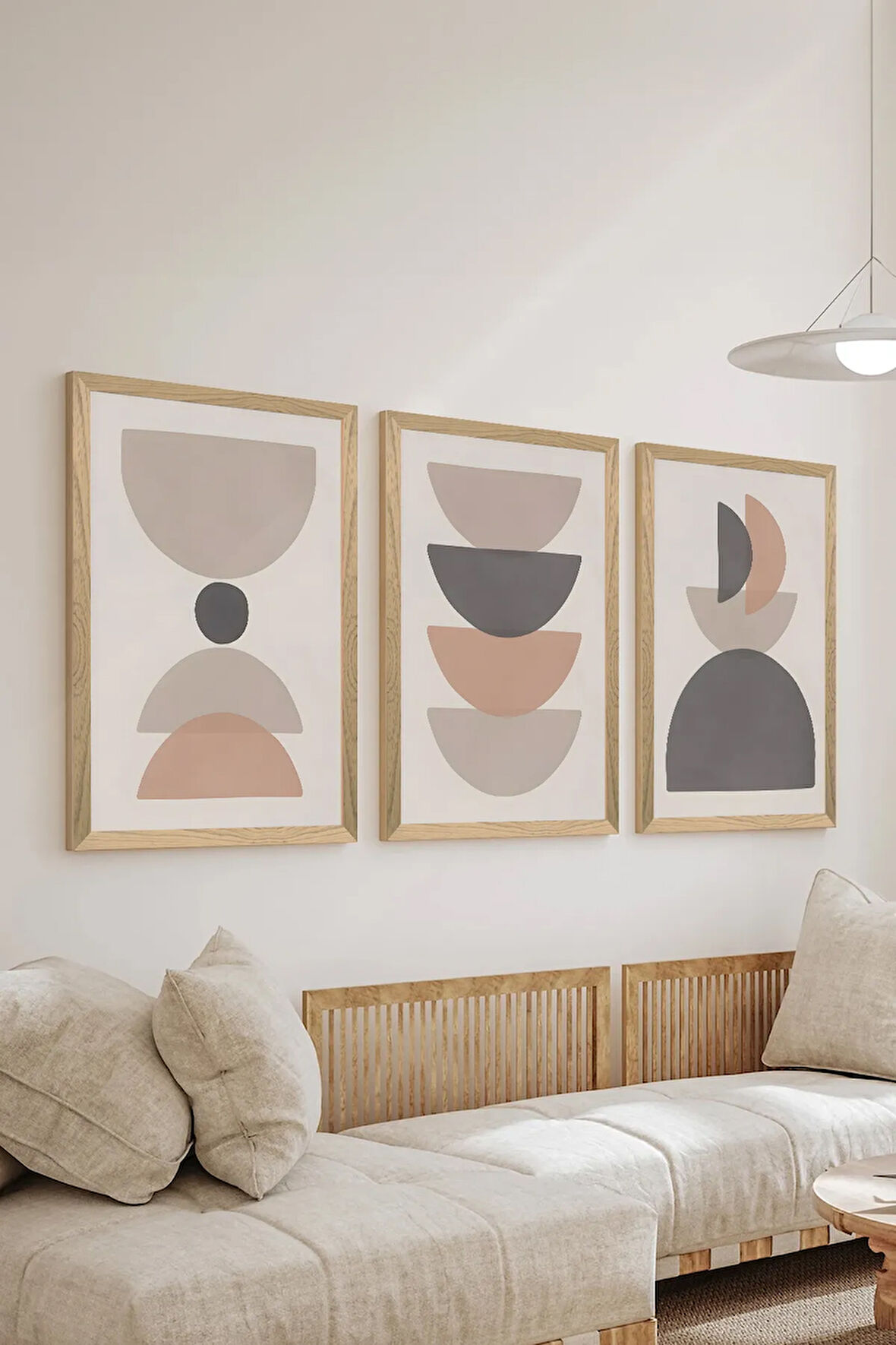 3 Parça Ahşap Çerçeve Görünümlü MDF Poster Tablo Seti - Set 35