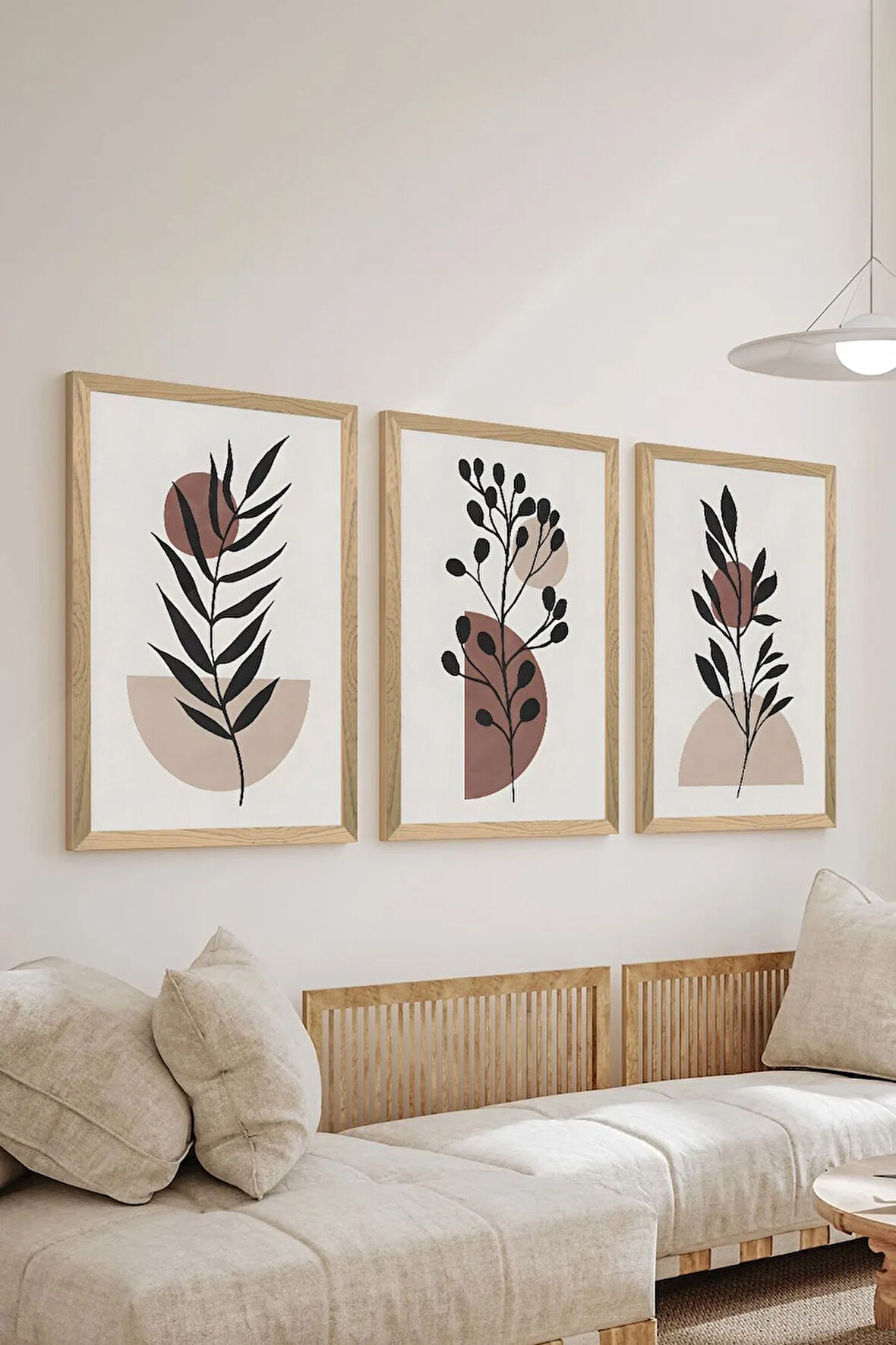 3 Parça Ahşap Çerçeve Görünümlü MDF Poster Tablo Seti - Set 59