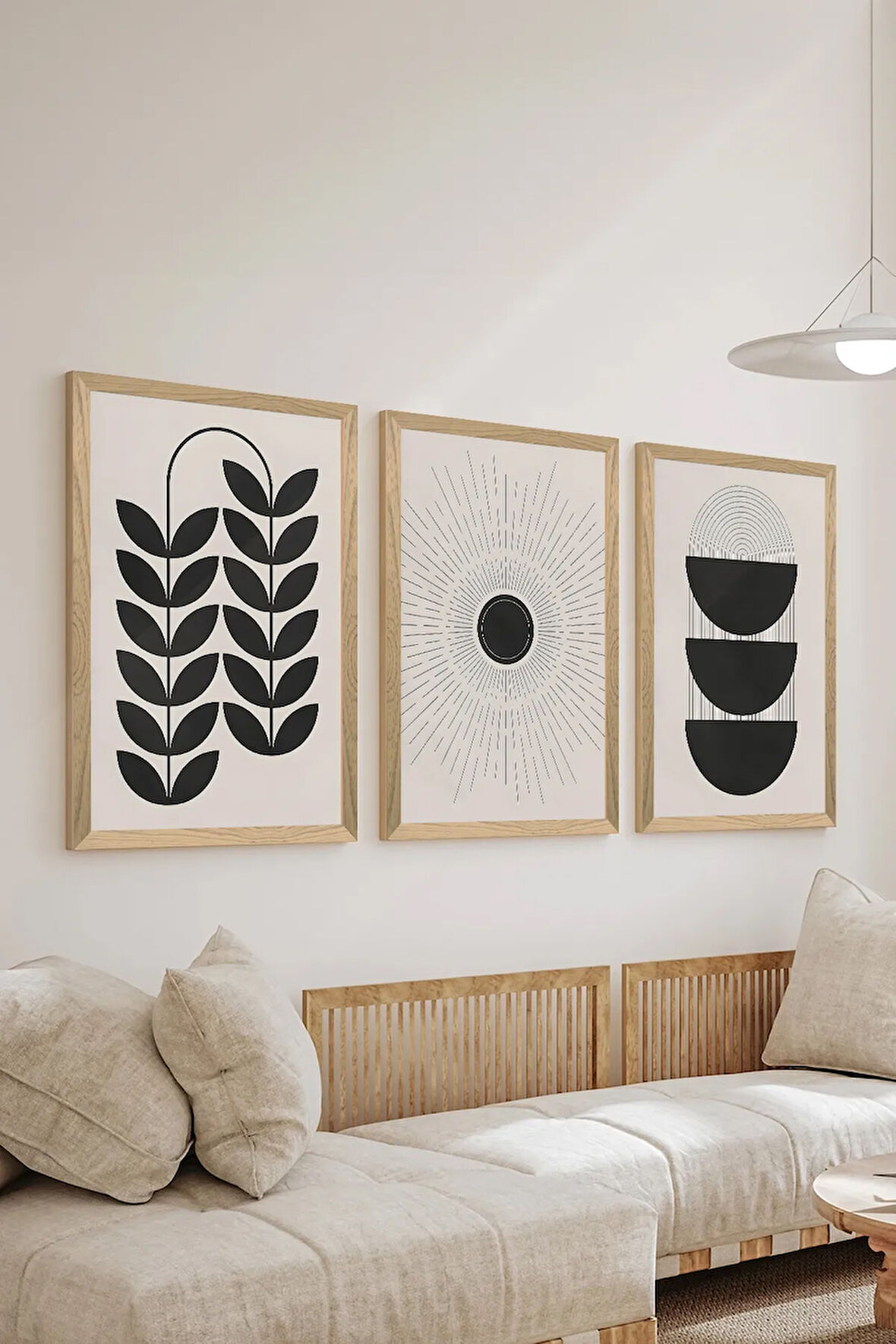 3 Parça Ahşap Çerçeve Görünümlü MDF Poster Tablo Seti - Set 63
