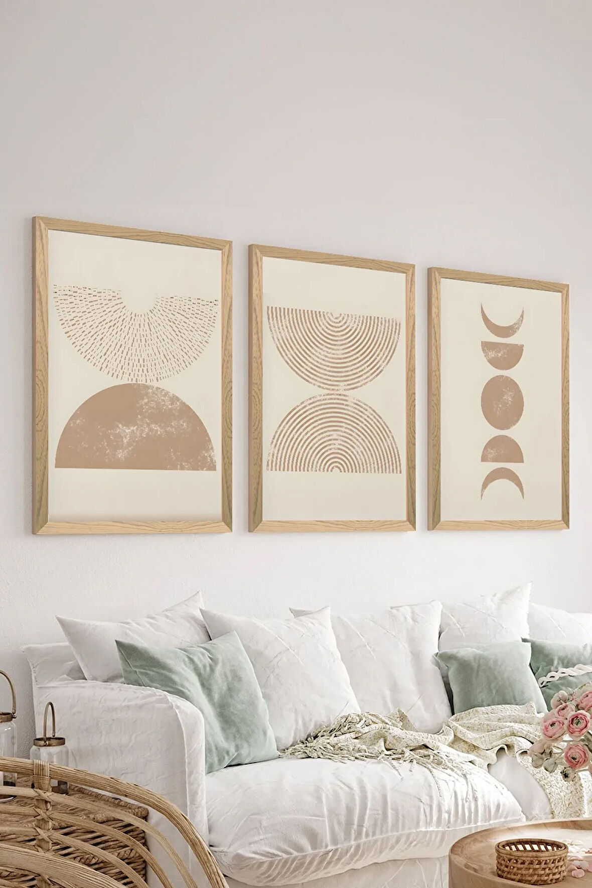 3 Parça Ahşap Çerçeve Görünümlü MDF Poster Tablo Seti - Set 28