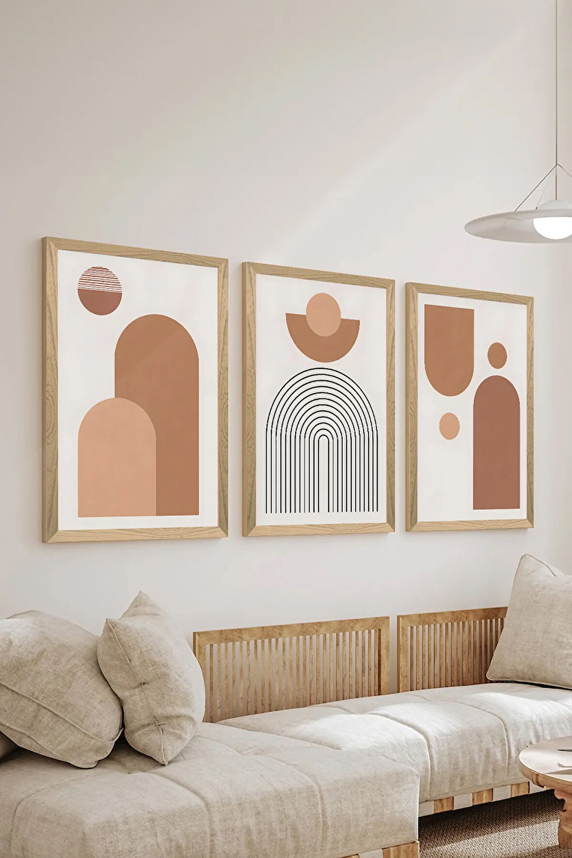 3 Parça Ahşap Çerçeve Görünümlü MDF Poster Tablo Seti - Set 47
