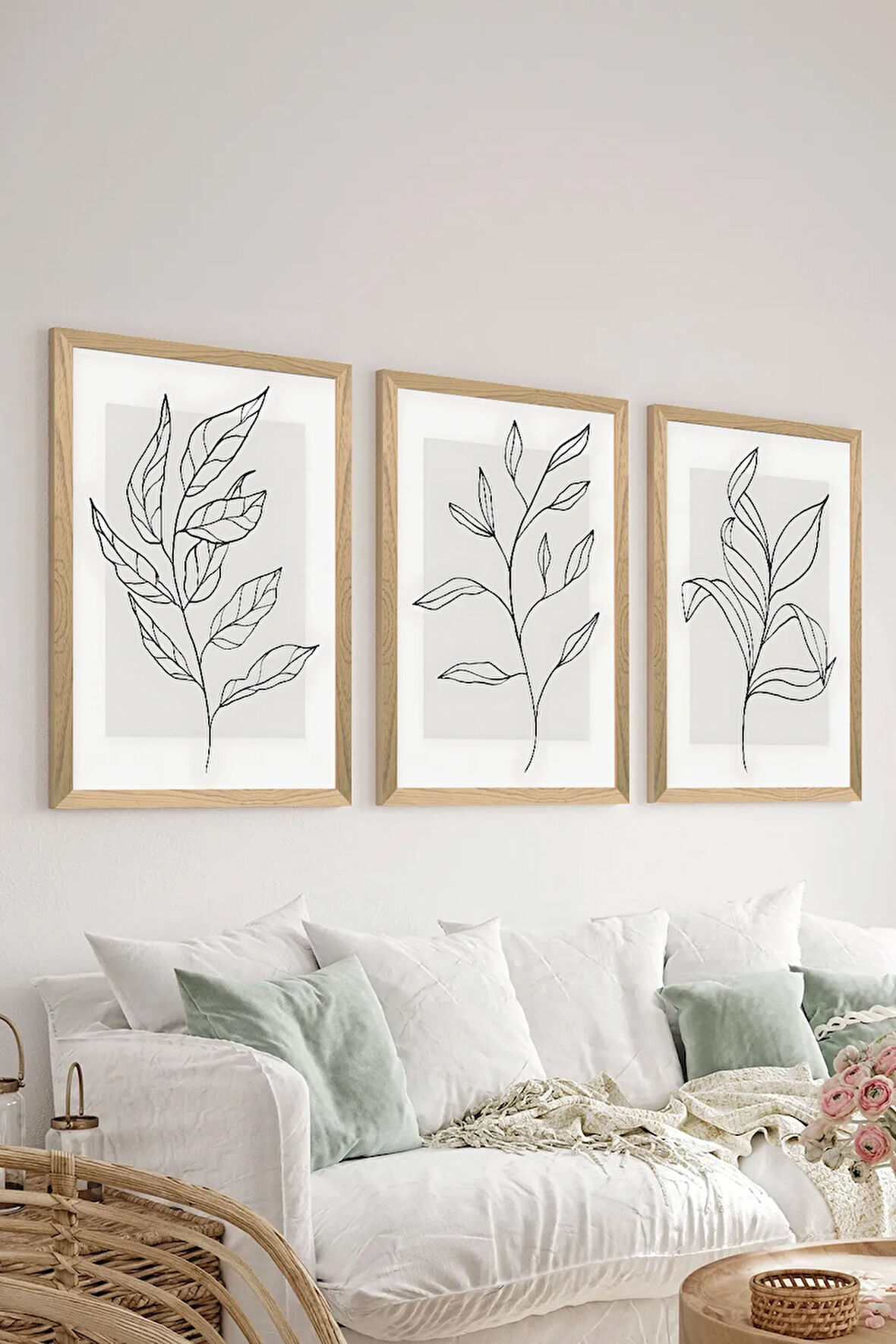 3 Parça Ahşap Çerçeve Görünümlü MDF Poster Tablo Seti - Set 76