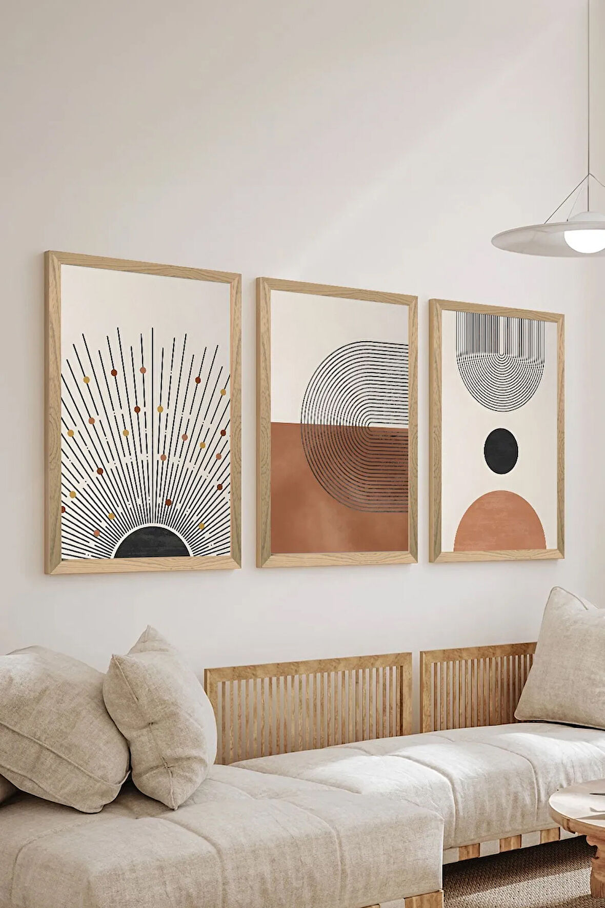 3 Parça Ahşap Çerçeve Görünümlü MDF Poster Tablo Seti - Set 3