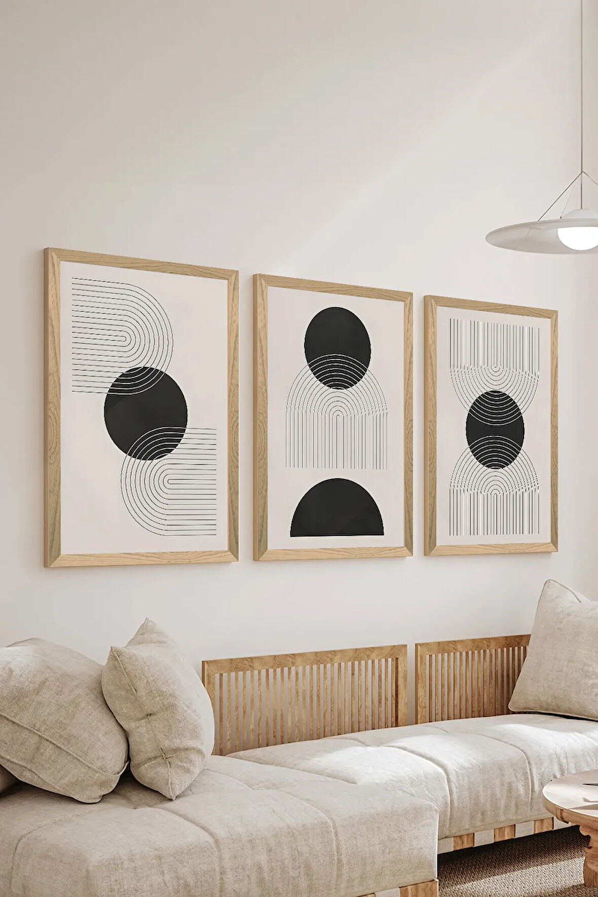 3 Parça Ahşap Çerçeve Görünümlü MDF Poster Tablo Seti - Set 51