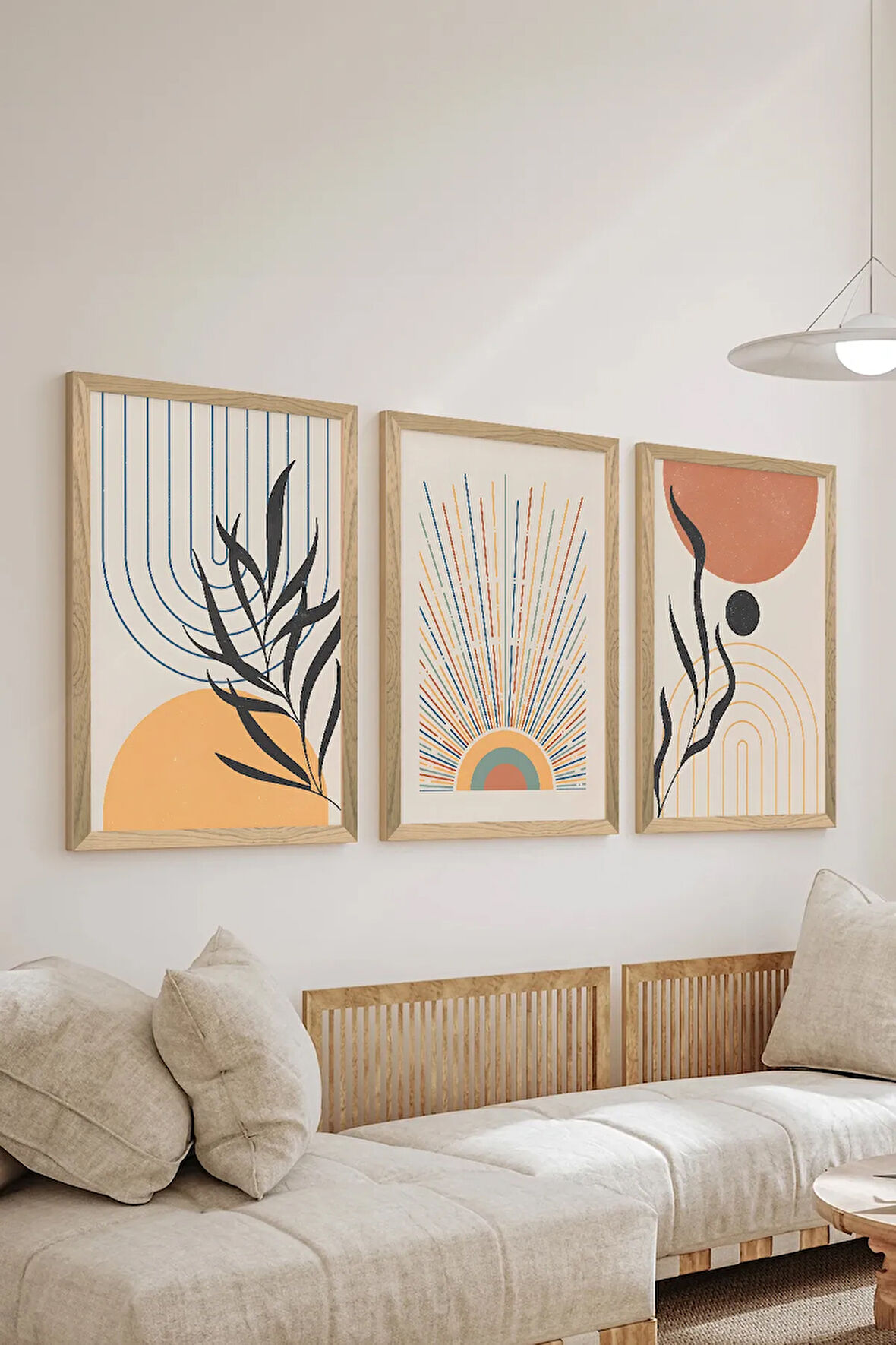 3 Parça Ahşap Çerçeve Görünümlü MDF Poster Tablo Seti - Set 23