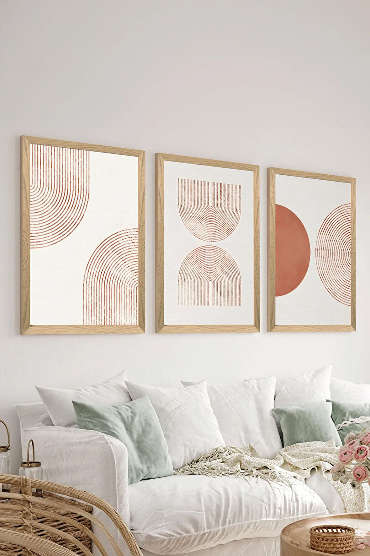 3 Parça Ahşap Çerçeve Görünümlü MDF Poster Tablo Seti - Set 20