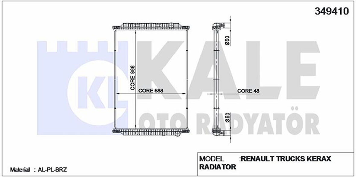 Renault Truck Motor Su Radyatoru (cercevesiz) Renault Kerax 370,410,440,450,460,500,520 05> Dxi11 - Kale 349410