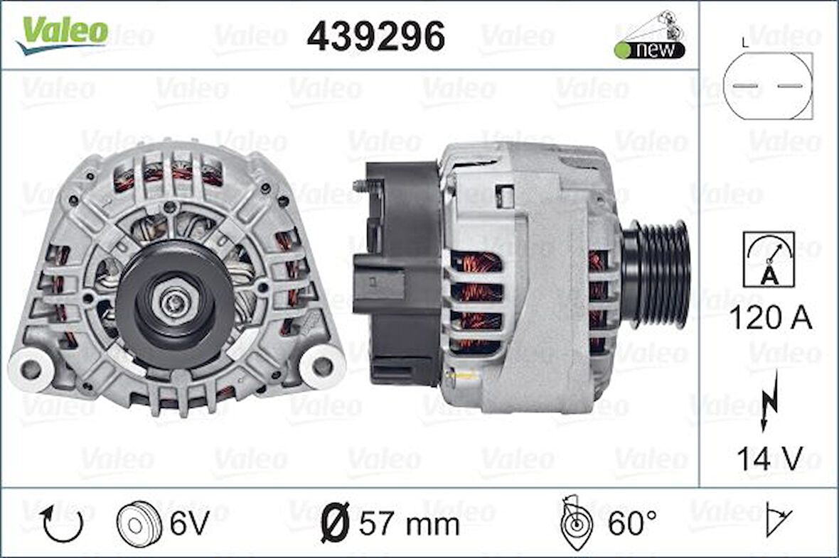 Mercedes Alternator (14v 120a) C-Class W203 00>02 Cl203 01>02 S203 01>02 - Valeo 439296