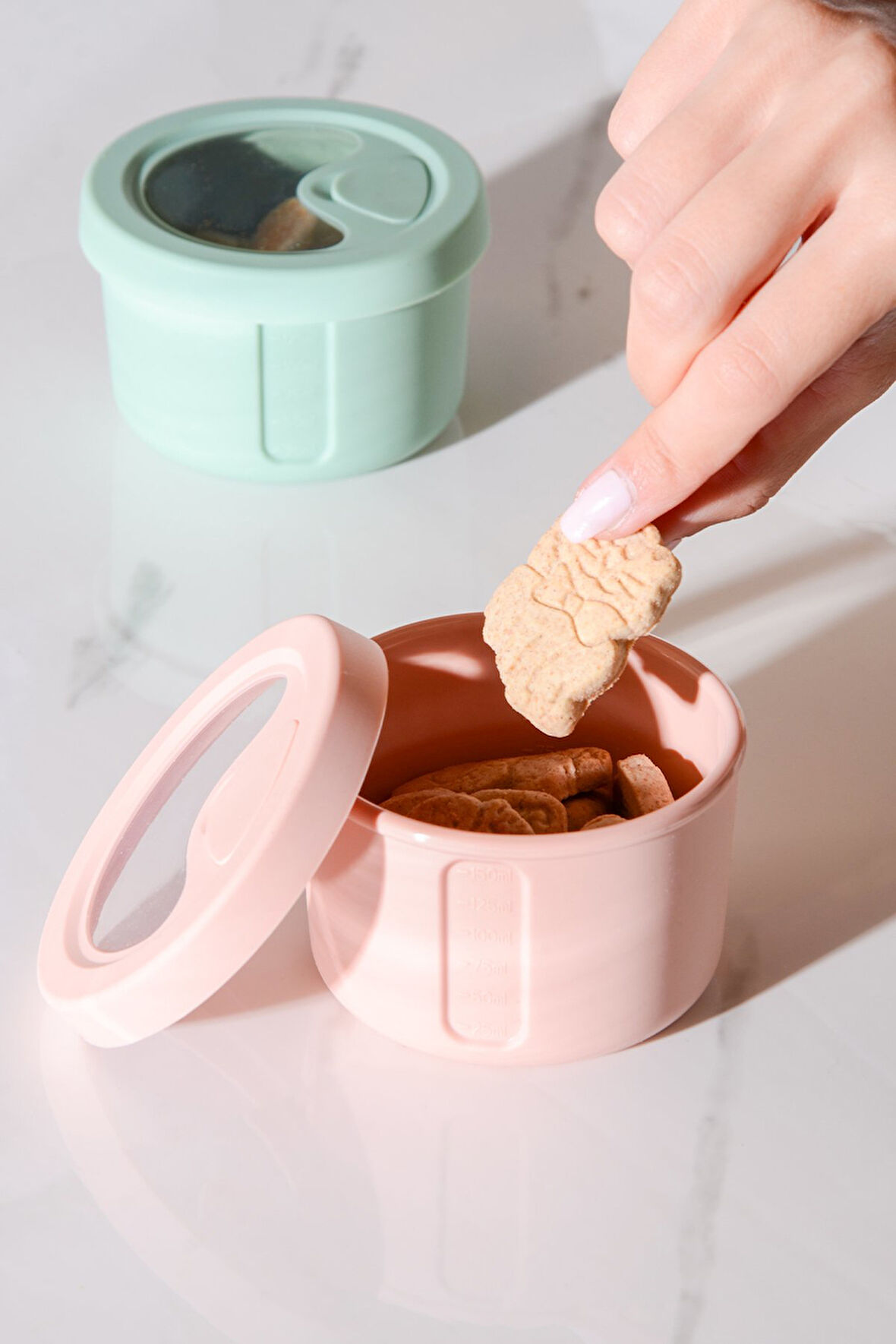 Pastel Hava Sızdırmaz Yuvarlak Silikon Saklama Kabı 150 ml | Pembe