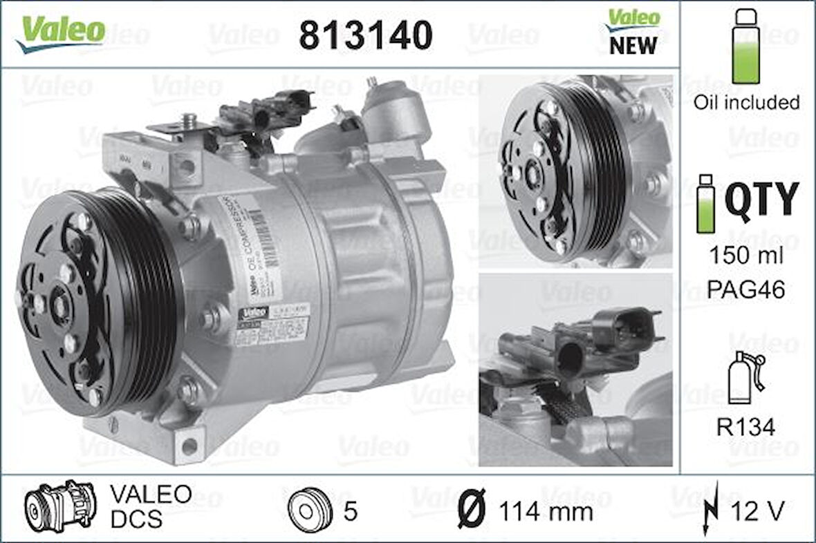 Volvo Klima Kompresor Volvo Xc60 2008> S80 II (124) 2.5 T 10>12 V70 III (135) D3 07>15 Xc60 I Suv (156) D5 - Valeo 813140
