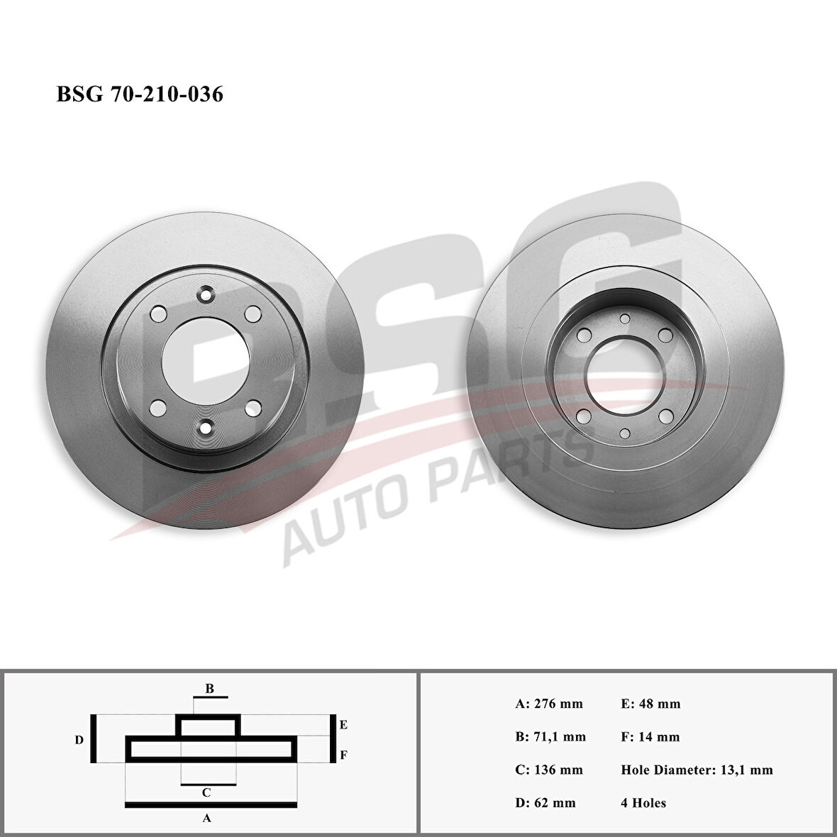 Psa Fren Diski Arka - Fren Diski Arka - Bsg 70-210-036