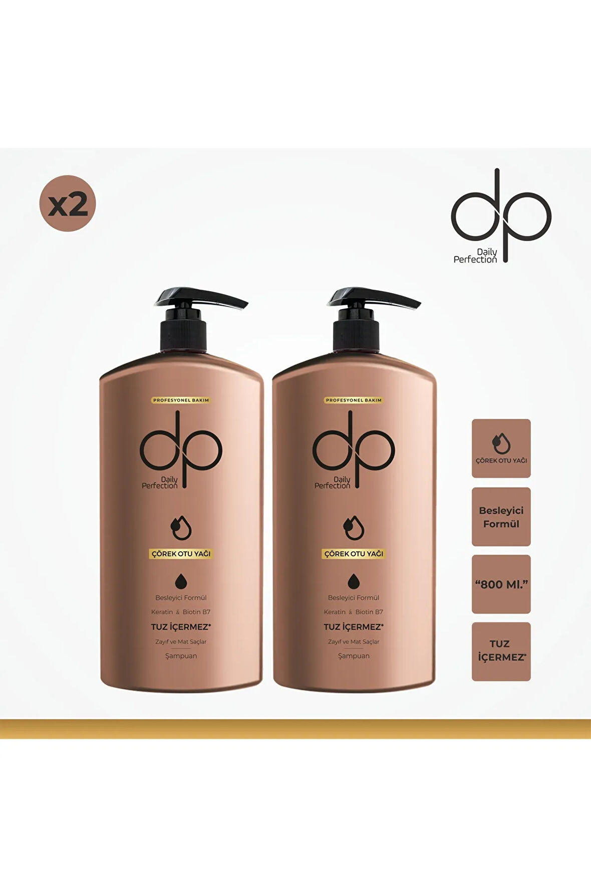 Dp Daiy Perfection Çörek Otlu Tuzsuz Şampuan 2 Adet 800 ml