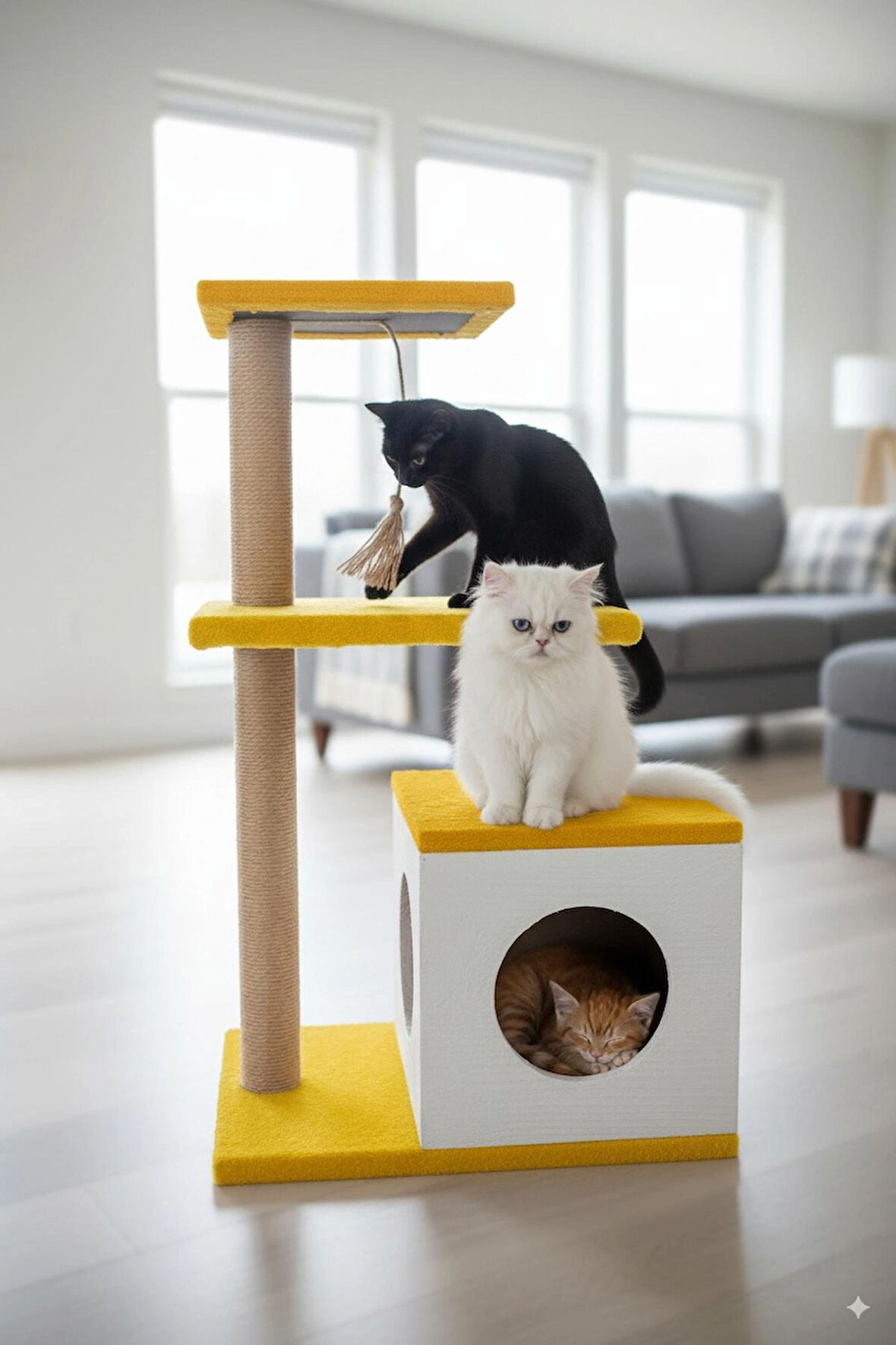 Catoys Çok Fonksiyonlu Kedi Evi Sarı