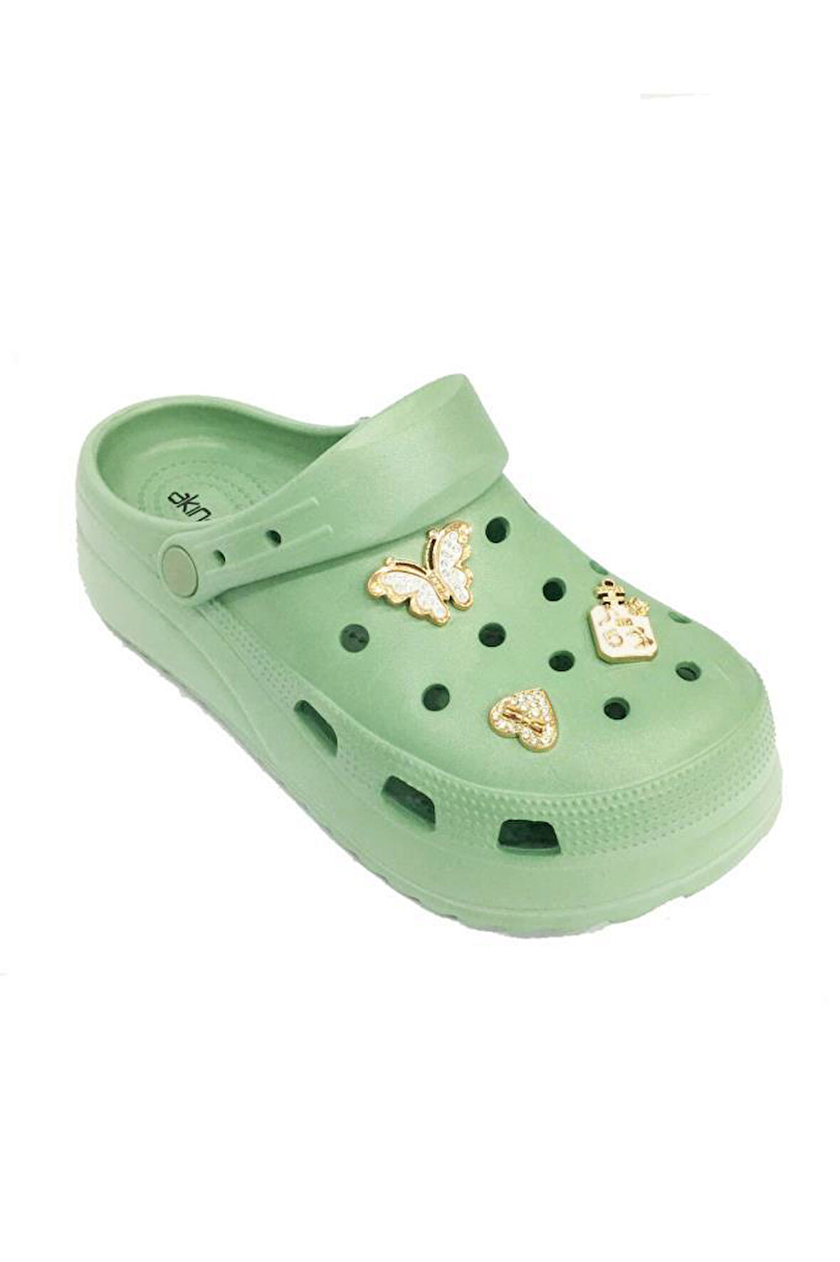Akınal E428-24  Medical Sabo Taşlı Kadın Terlik Pastel Yeşil