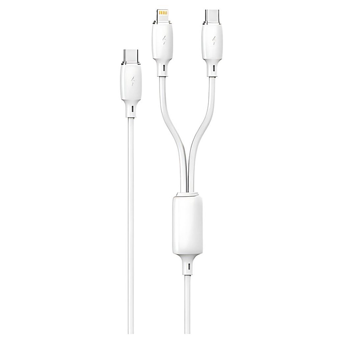 Gritty 60W+30W PD 3in1 Type-C to Type+Lightning 1.2 m Şarj Kablosu Beyaz (GL-COMB02)
