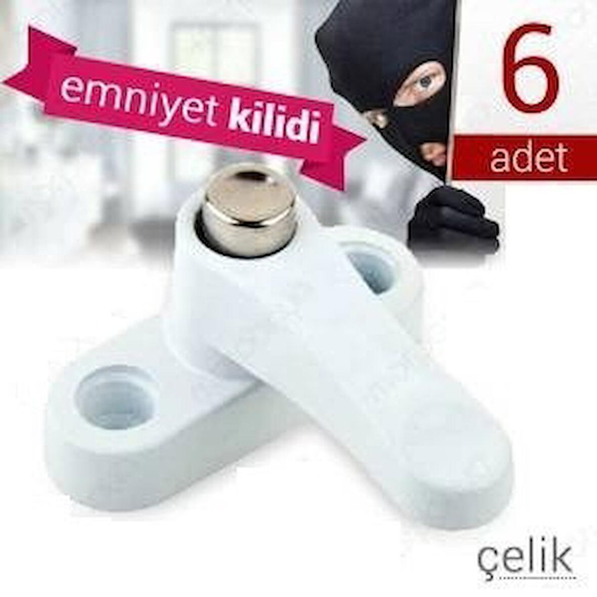 6 Adet Çelik Pvc Kapı Pencere Emniyet Kilidi - Pimapen Kilidi Çocuk Kiliti Pencere Kiliti