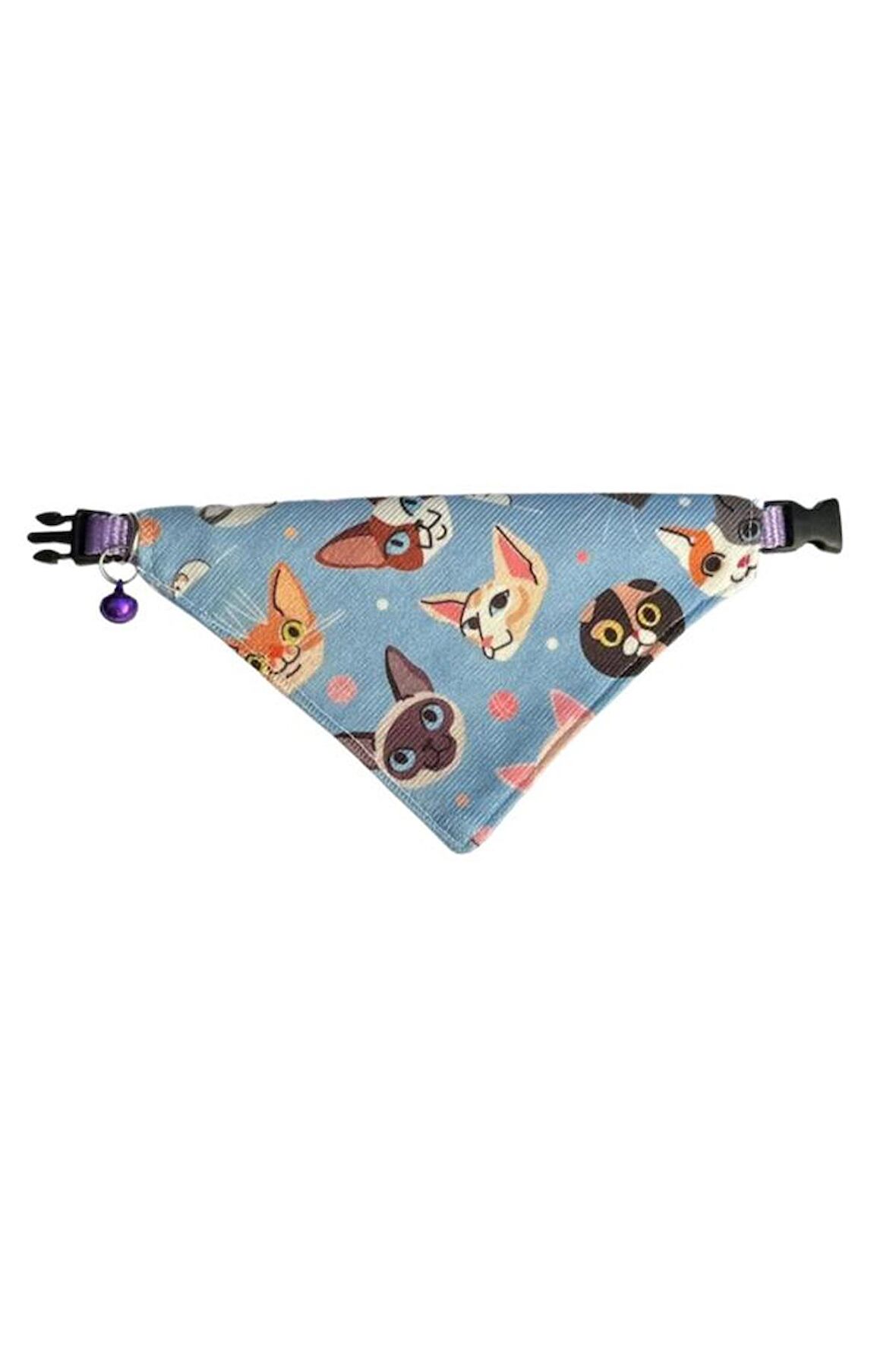 Cocopet Kedi Desenli Ayarlanabilir Fular Bandana Kedi Tasması