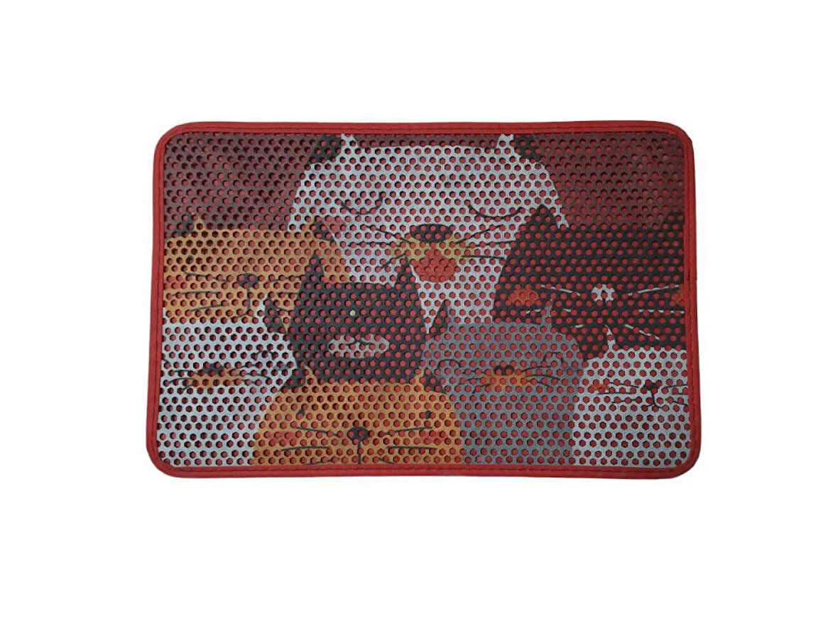 Nanbell Elekli Çift Katlı Kedi Kumu Paspası 60X45 cm Desenli No:1