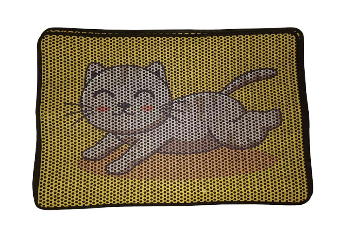 Nanbell Büyük Elekli Çift Katlı Kedi Kumu Paspası 75X59 cm Desenli No:8