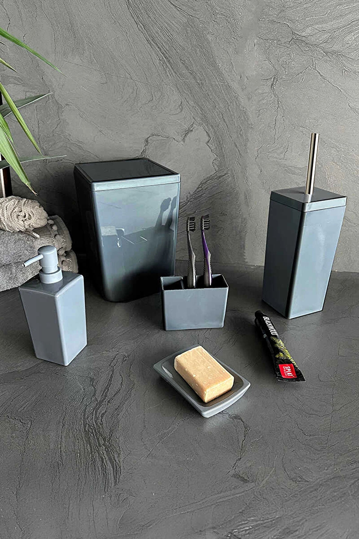 Biga 5 Parça Banyo Seti Gri