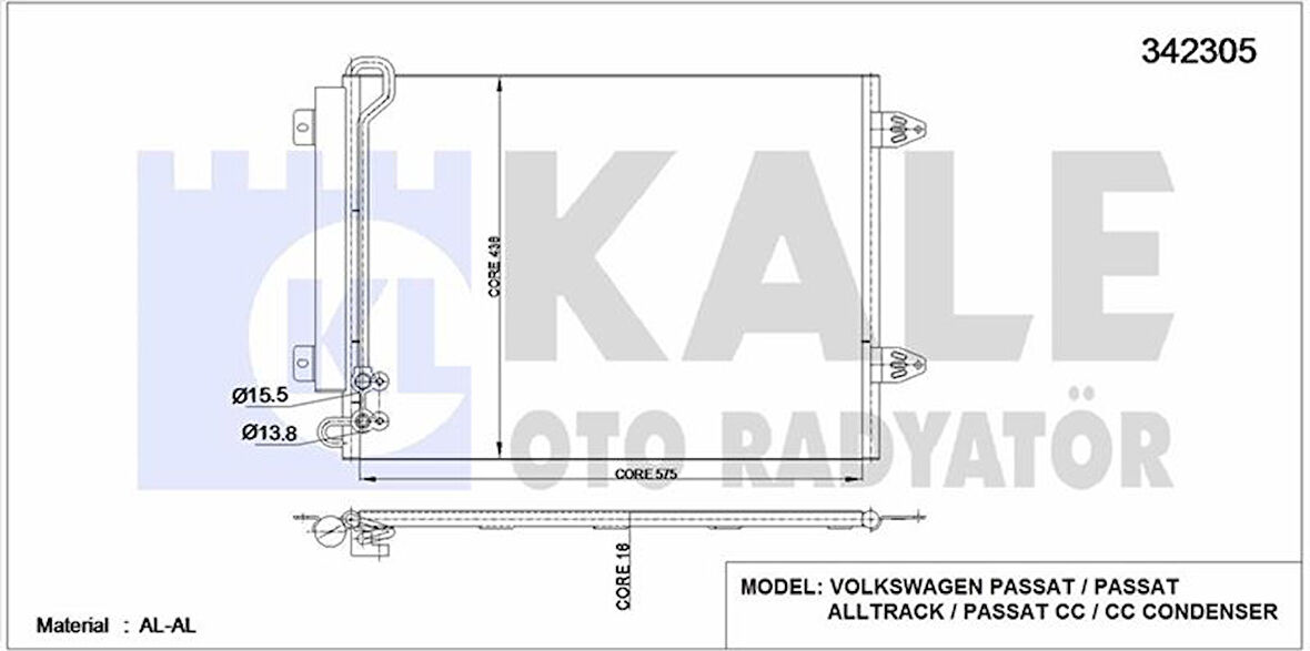 Vag Klima Radyatoru Passat / CC 1.4 1.8 2.0tsi 3.2 3.6fsi 05>16 - Kale 342305
