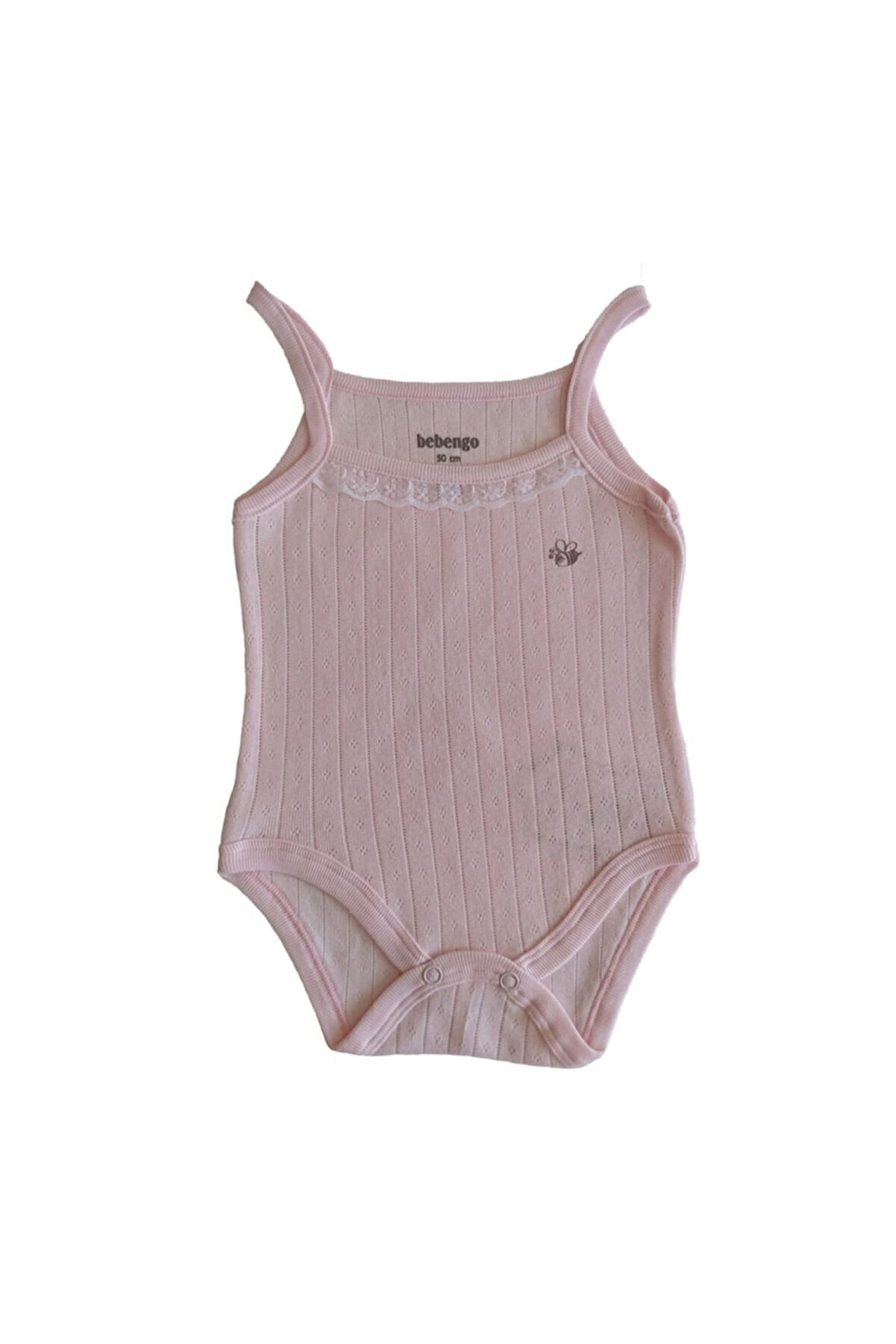 Ip Askılı Renkli Dantel Nakışlı Jakarlı Nefes Alan Çıtçıtlı Kız Bebek Body Zıbın