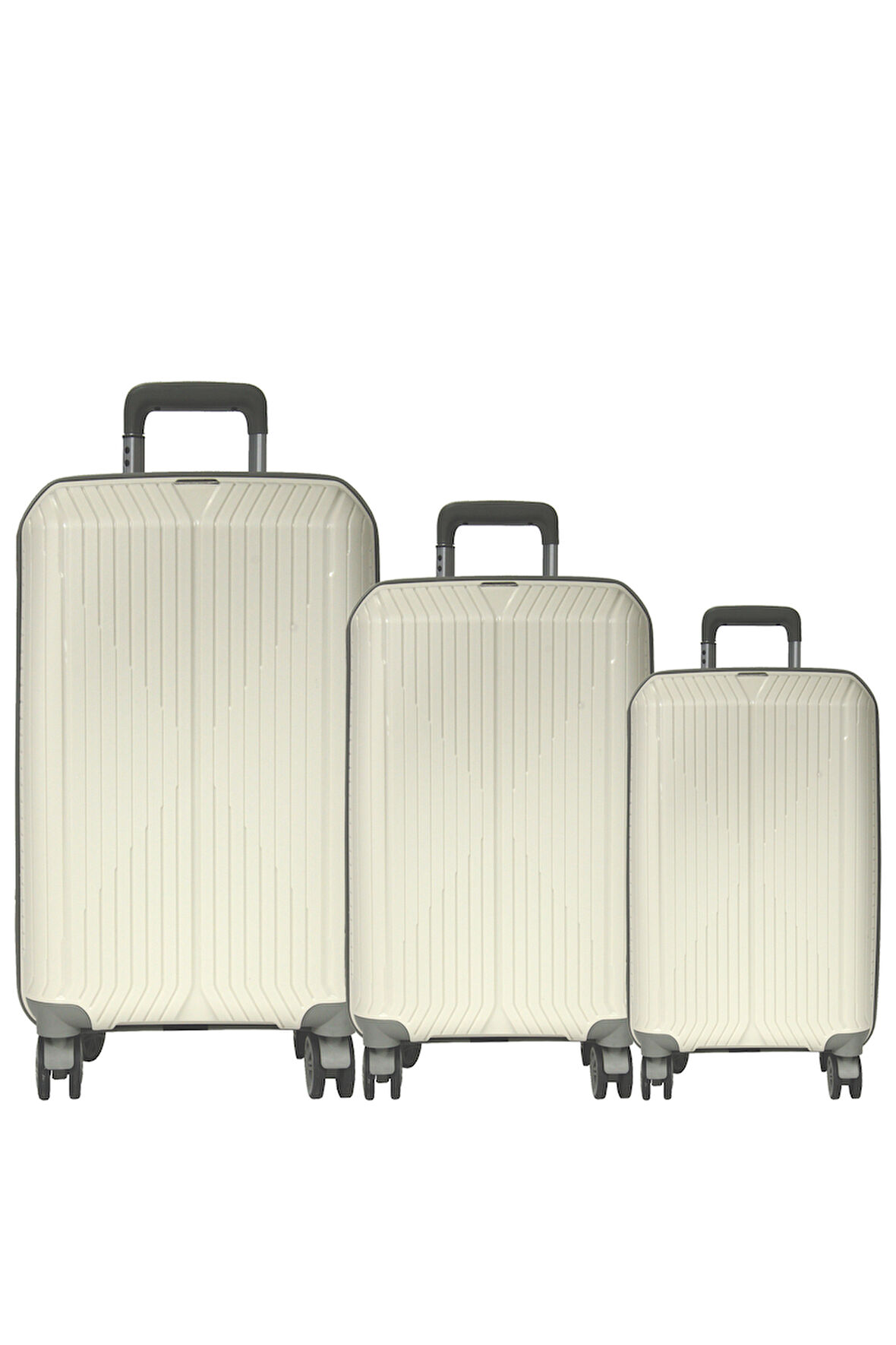 GRND 10728 PP SIRIUS- Büyük + Orta + Kabin Boy Valiz / Bavul Seti - Kemik/Şampanya