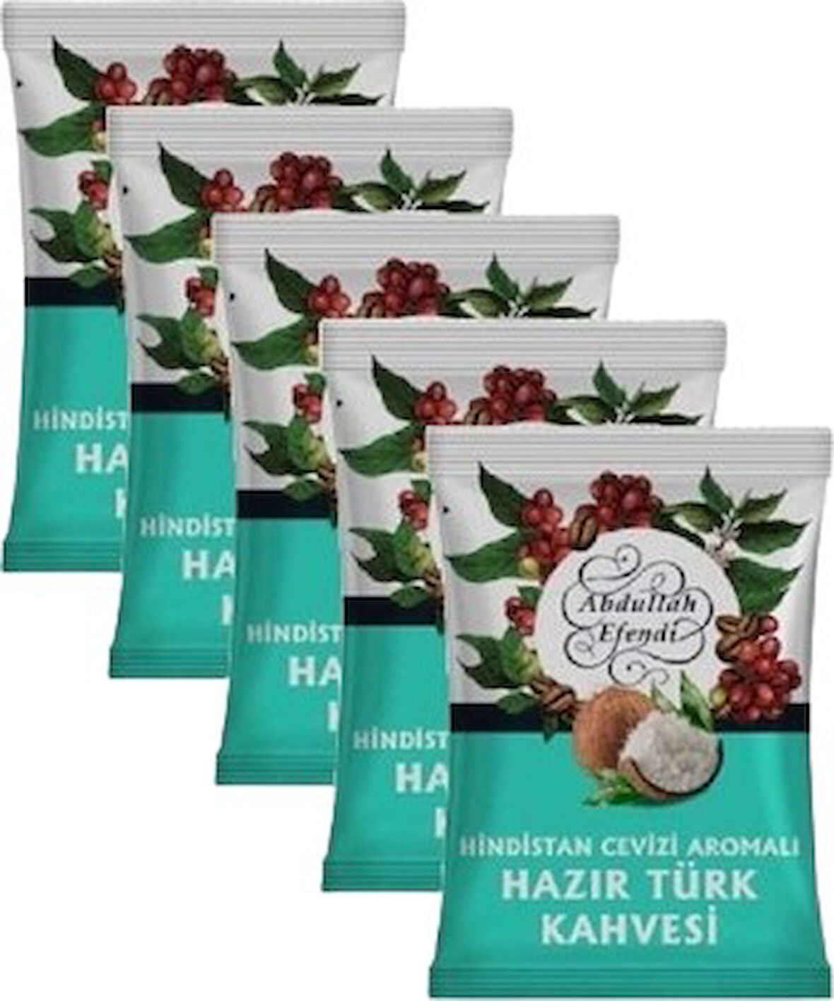 Abdullah Efendi Hazır Türk Kahvesi Aromalı 100 gr 5  Adet Hindistan Cevizi Aromalı