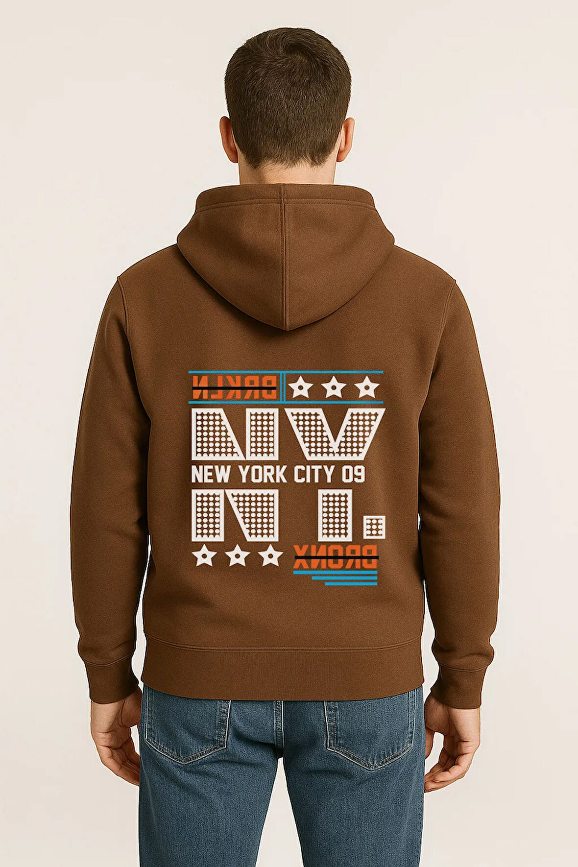 NYC Bronx Baskılı Oversize Hoodie – Unisex Kapüşonlu Sweatshirt