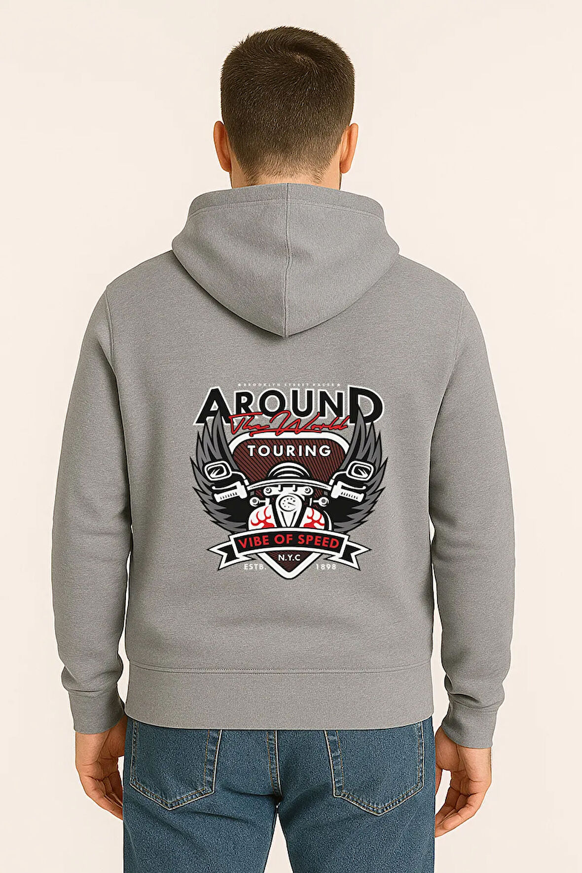 Around The World Touring Baskılı Oversize Hoodie – Vibe of Speed Unisex Kapüşonlu Sweatshirt