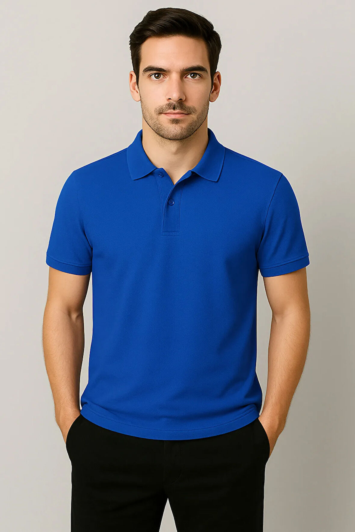 Regular Fit %100 Pamuk Polo Yaka Yarım Kollu Basic T-Shirt