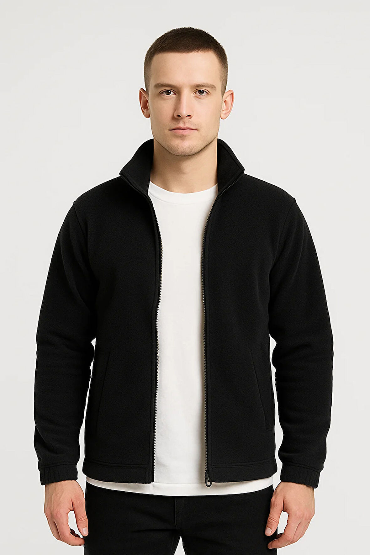 Erkek - Kadın Kalın Kışlık Tam Fermuarlı Regular Fit Polar Ceket